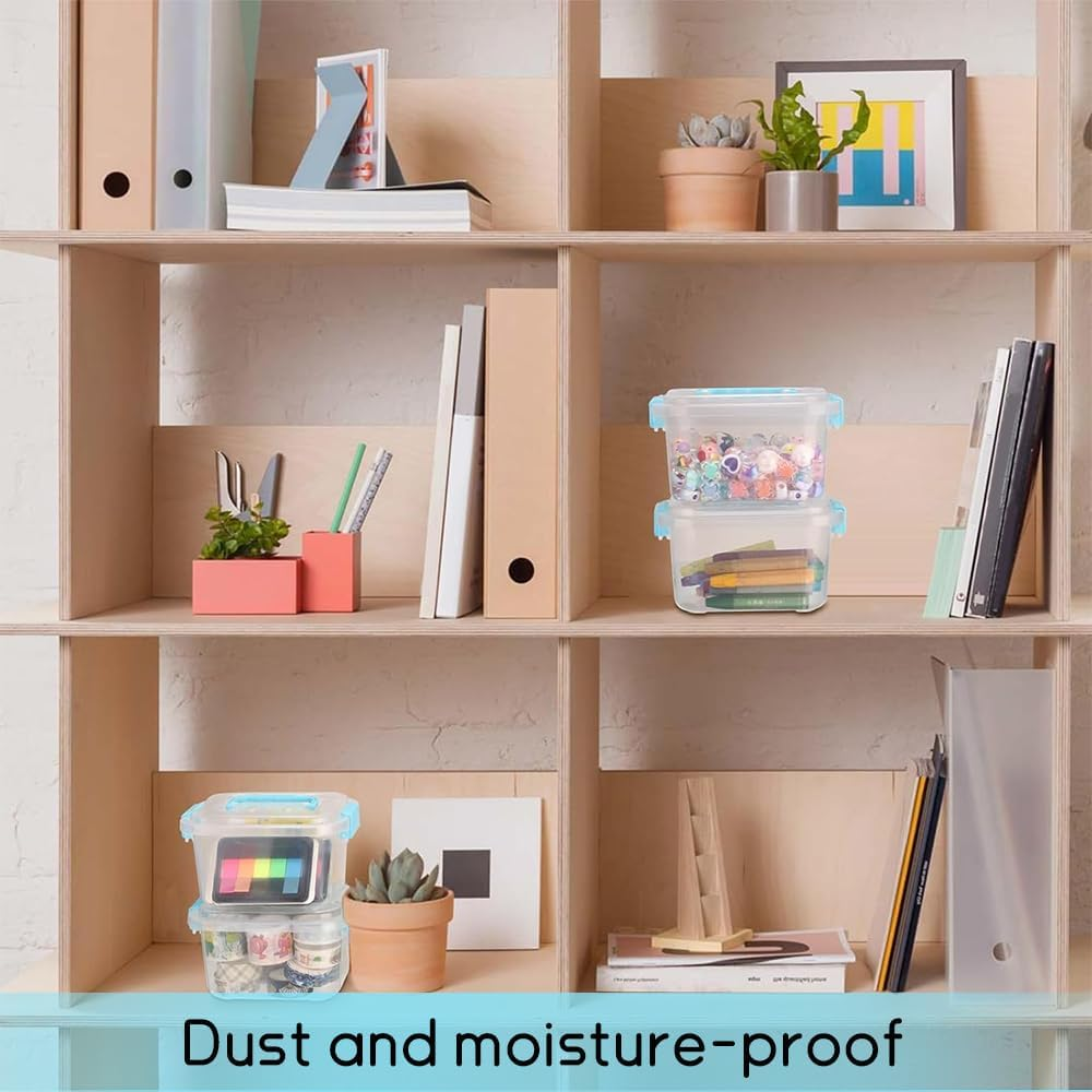 8-Pack of Small Clear Plastic Storage Boxes. Portable Mini Snack Storage Boxes, These Arts and Crafts Storage Boxes Come with Lids and Handles for Storing Crayons, Toys, Beads, and More image number 4