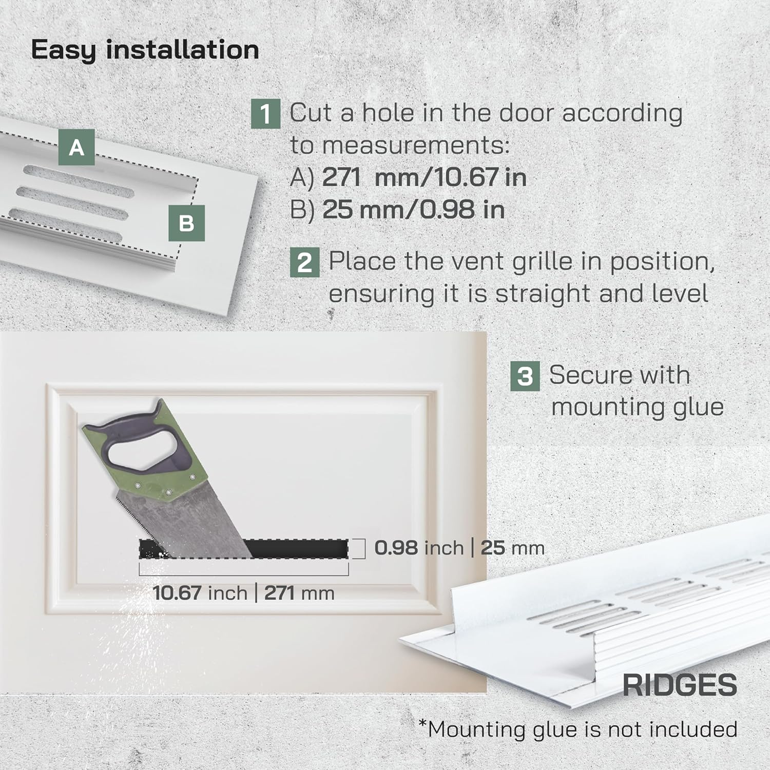 Vent Systems 40 X 300 Mm White Aluminium Ventilation Grille with Insect Grille HVAC Heating Cooling Ventilation Applications Indoor and Outdoor Vent Cover