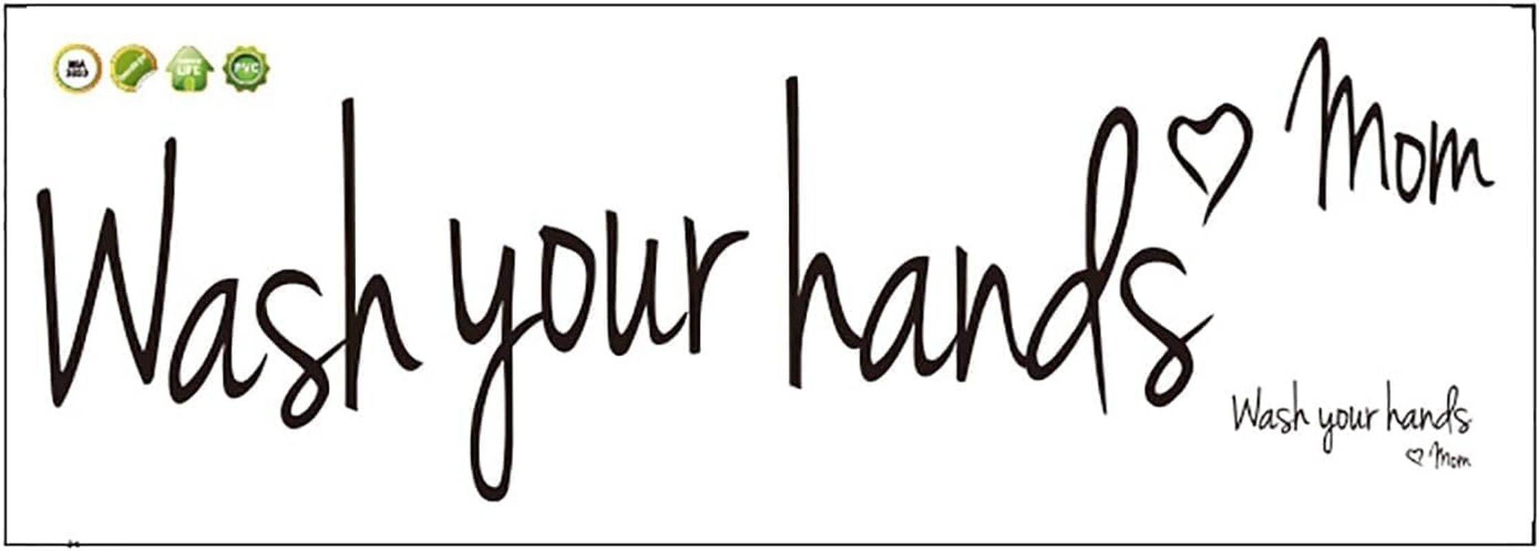 DIY Wash Your Hands Love Mom Quote Bathroom Wall Stickers Waterproof Art Vinyl Decal Bathroom Wall Decor image number 3