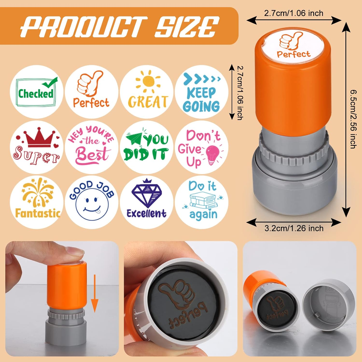 Vakuny 12 Pieces Teacher Stamps - Classroom Must Haves for Teachers - Self Inking Stamps for Teachers Supplies - Grading Stamps Encouraging Motivational Teacher Gifts Supplies for Homework image number 4