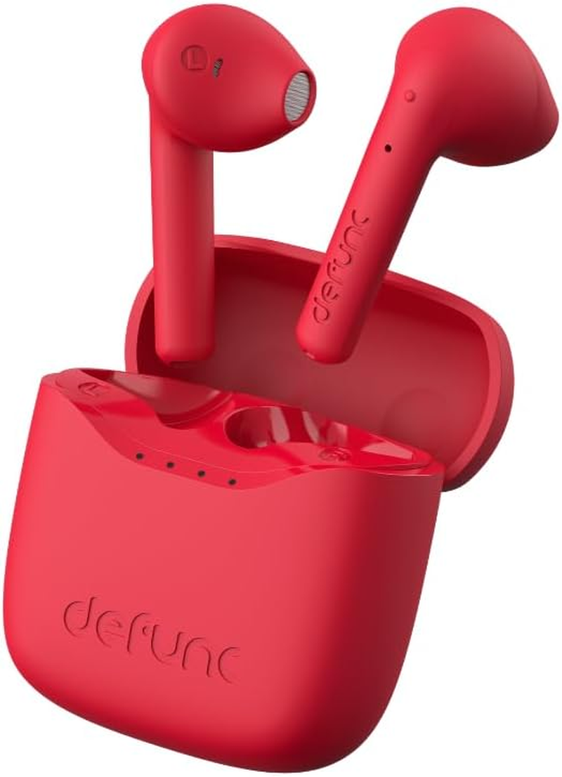 Defunc True Lite Red - Wireless Bluetooth 5.3 Hi-Fi Stereo Sound Headphones, Touch Control, Integrated Microphones, 20 Hours Playback Time, USB-C Charge, for Ios and Android Phone image number 2