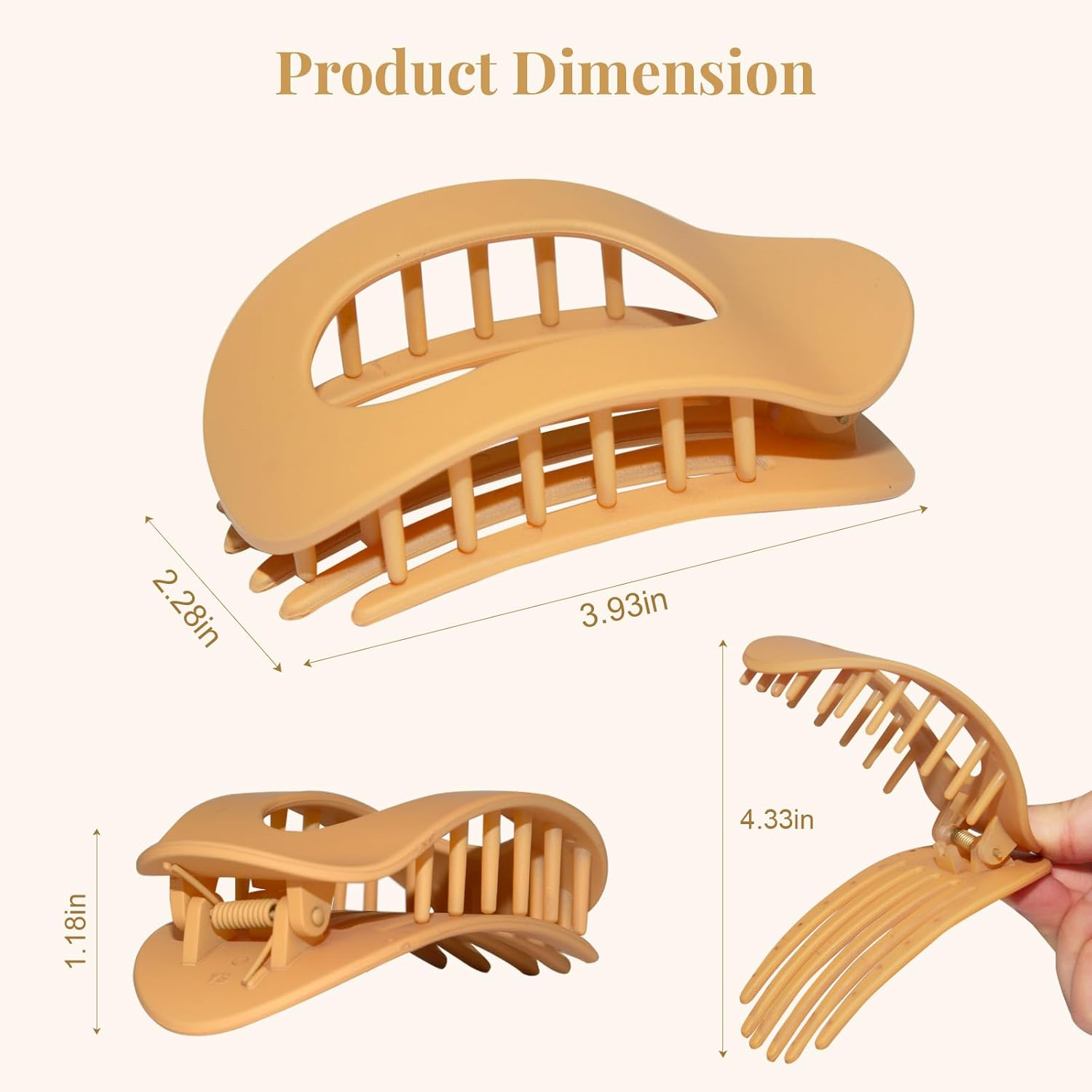 4" Large round Flat Hair Clips for Women - Strong Hold Lay down Claw Clamps Hair Barrettes Alligator Clip for Thick Thin Hair