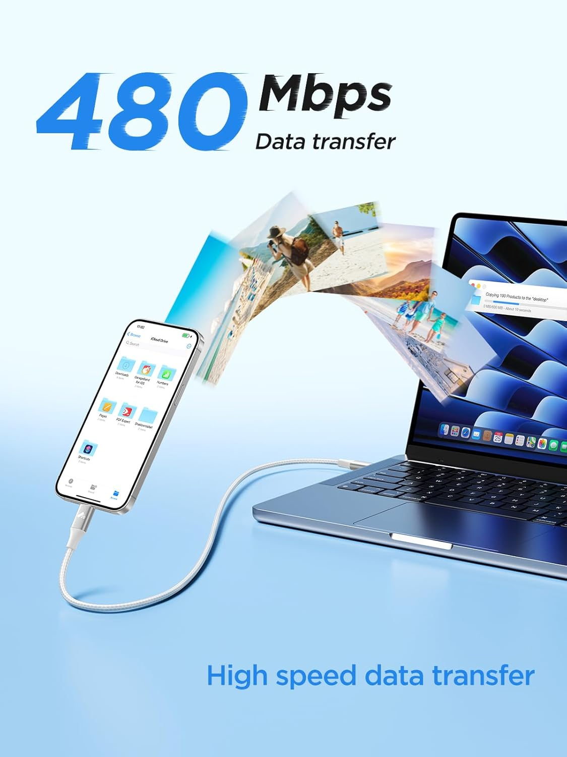 Aioneus USB C to Lightning Cable 0.3M 2Pack, [Apple Mfi Certified] Iphone Charger Cable Power Delivery Type C Iphone Cable Short Fast Charging Cord for Iphone 14 13 12 11 Pro Max Mini XS XR X 8 7,Ipad image number 5