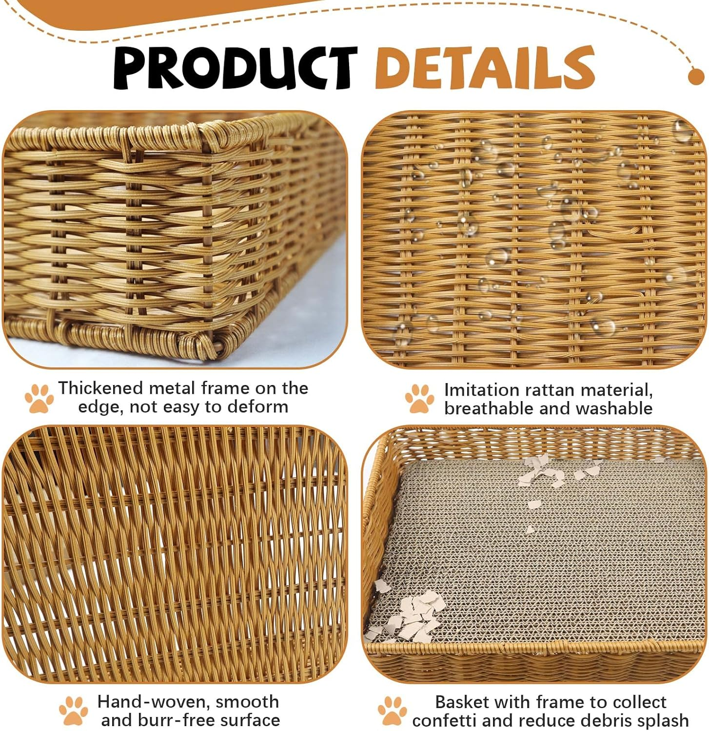 LELE LIFE Pack of 3 Cat Scratchers with Sturdy Lounge Basket, Double-Sided Cat Scratching Pad, Cardboard Scratching Board, Cat Scratching Board Post, Cat Scratcher for Indoor Cats image number 6