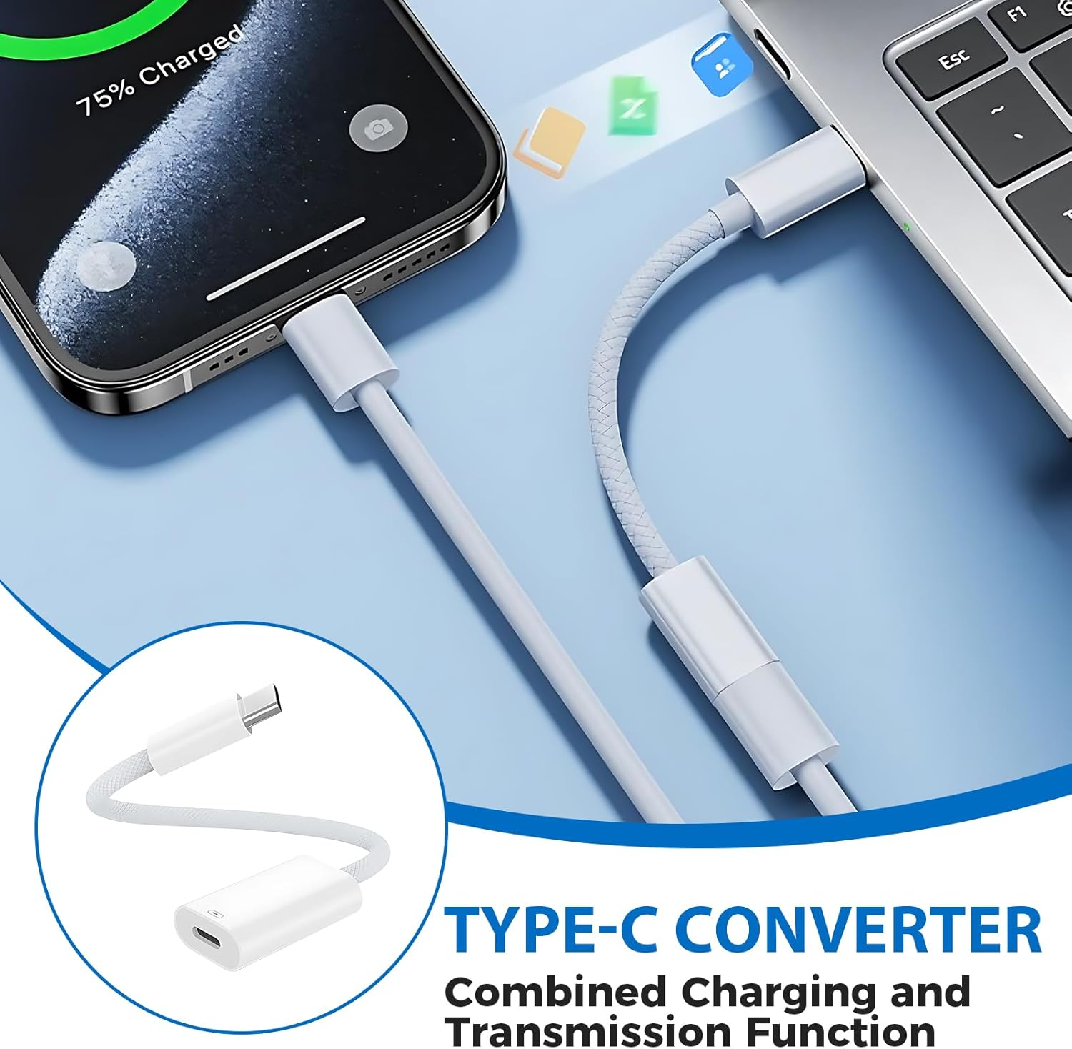 Bushhaven USB C to Lightning Adapter, 3-In-1 Type-C Male to Lightning Female Converter with Phone 16/15/14/13/12, Ipad Pro/Air, Macbook & More, Design for Travel, Work & Daily Use image number 4