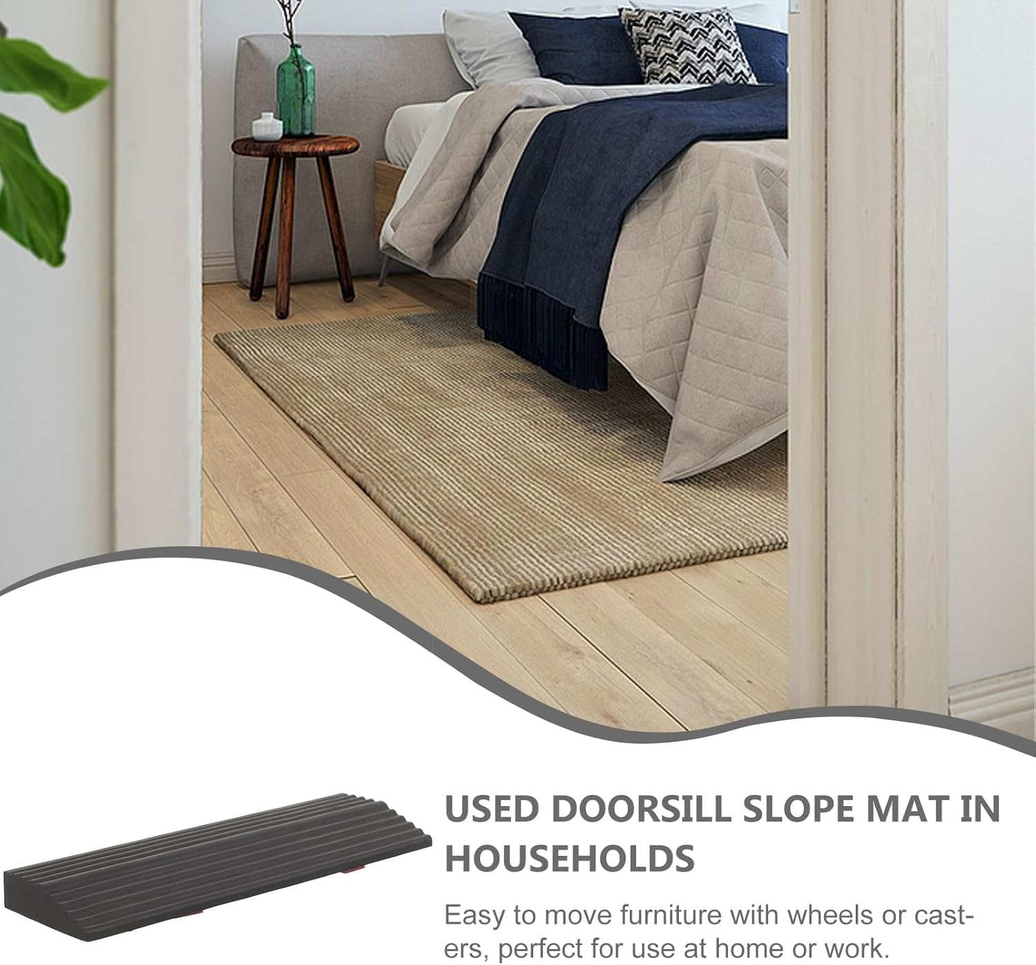 NOLITOY 5Pcs Rise Threshold Ramps for Doorways, Self-Adhesive Rubber Ramp, Door for Wheelchair, Robot Vacuum, Stroller, Non-Slip, Cuttable Rubber for Doorway, Bathroom, Kitchen image number 5