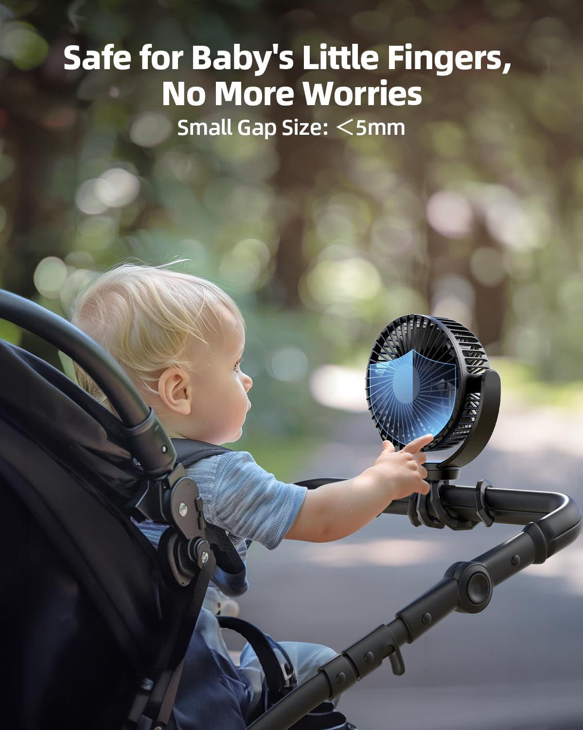 Koonie 5000Mah Portable Stroller Fan - 3-Speed Battery Operated, Flexible Clip-On Tripod, 360&deg; Rotate Flexible Tripod，Usb Rechargeable Cooling for Bike, Treadmill, Travel & Car Seat image number 3