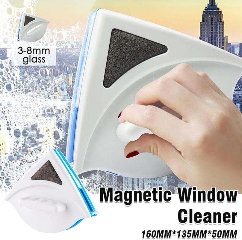 AIMALL Double Sided Magnetic Window Cleaner for Glazed Glass, Powerful Wiper Tool for 3-8Mm Double Glazed Windows, with Anti-Falling Rope, 2.17"X4.72" Size image number 1