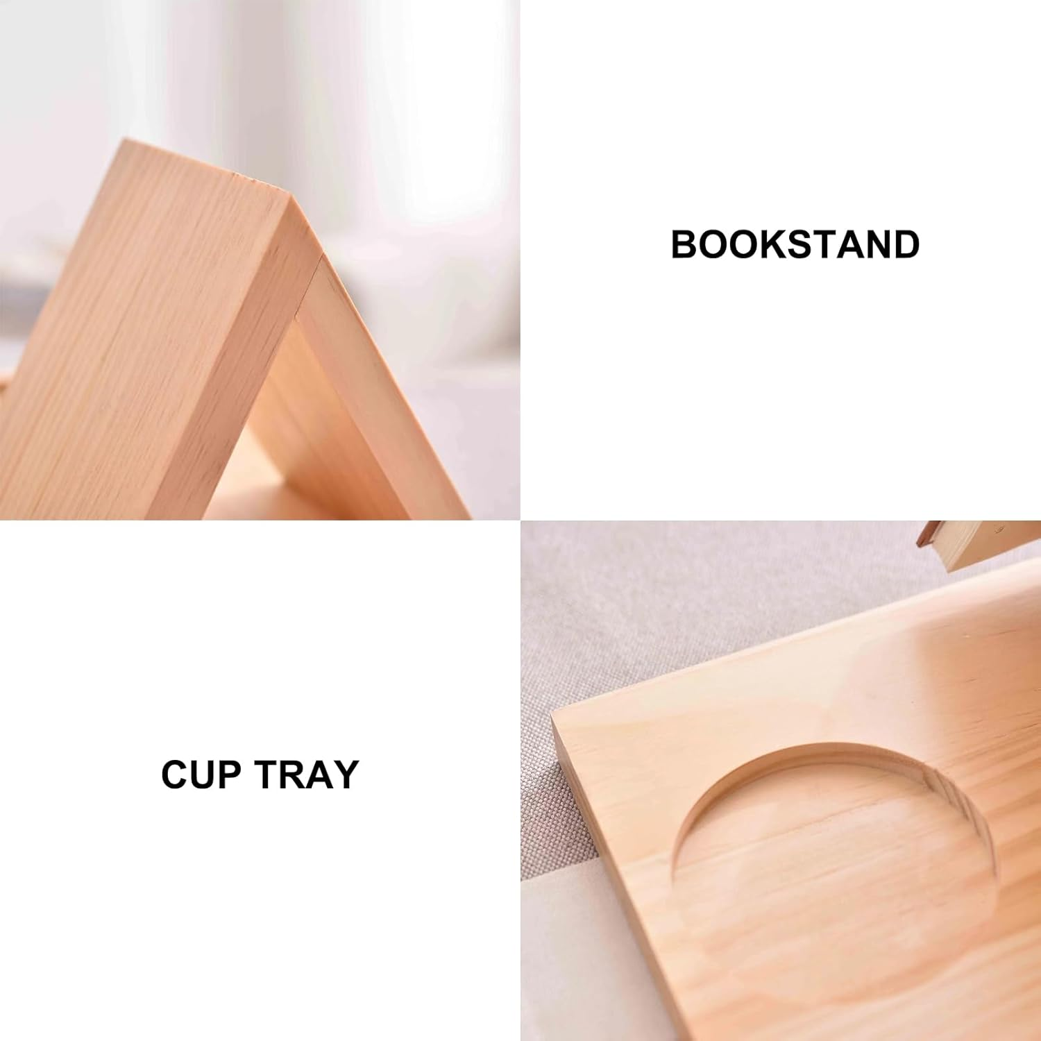 Wood Book Stand Holder for Page Rest,Personalized Wooden Triangle Book Stand,Ideal for Home,School,Office,Library,Bookstore,Coffee Drink Stand,Desktop Bedside & Book Lover