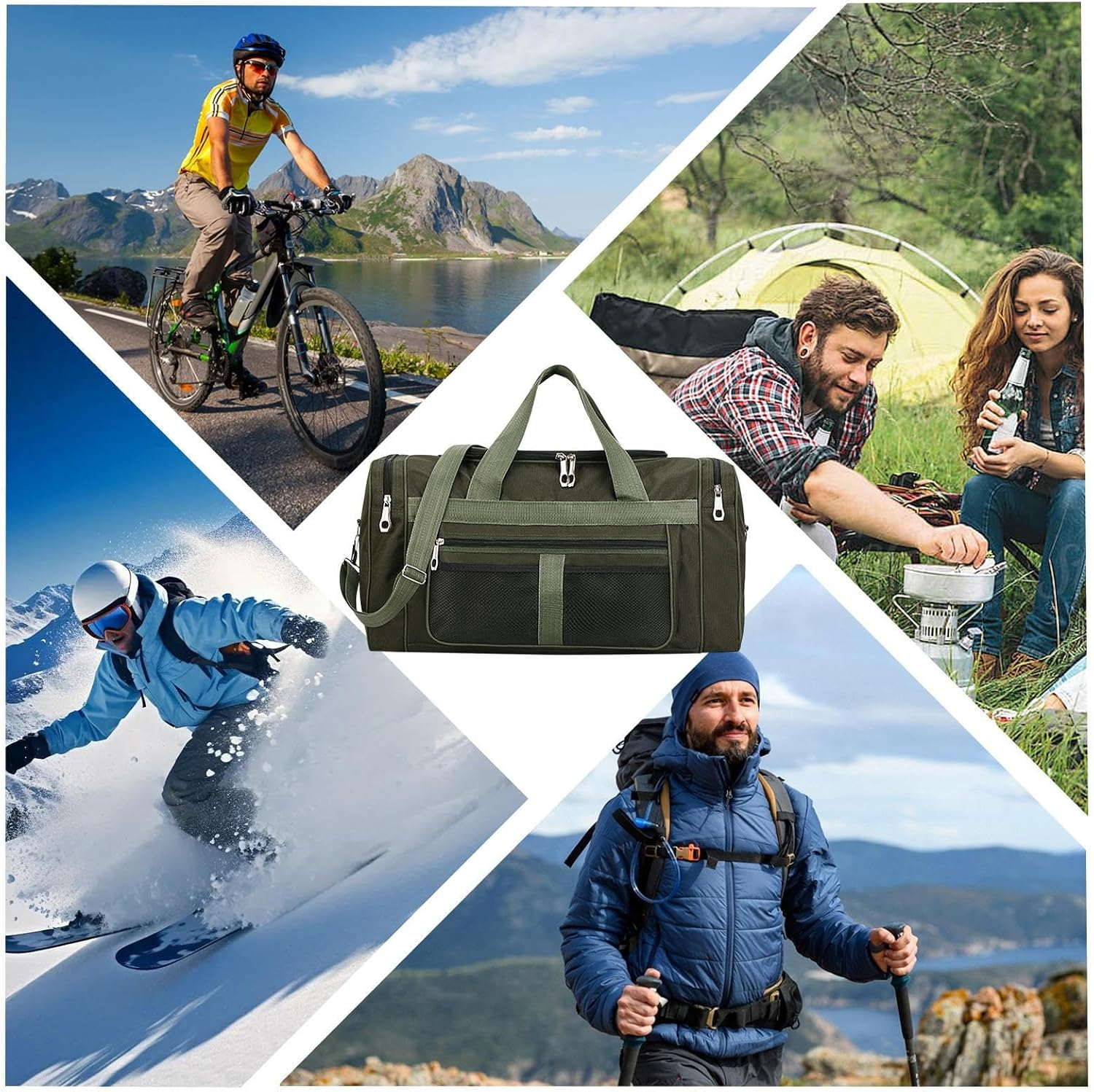 Arrovarp Large Capacity Gym Bag, 60X31X24Cm Waterproof Training Handbag Large Capacity Oxford Fitness Backpack, Lightweight Oxford Duffle Bags for Men & Women Traveling, as Sports Equipment Organizer image number 3