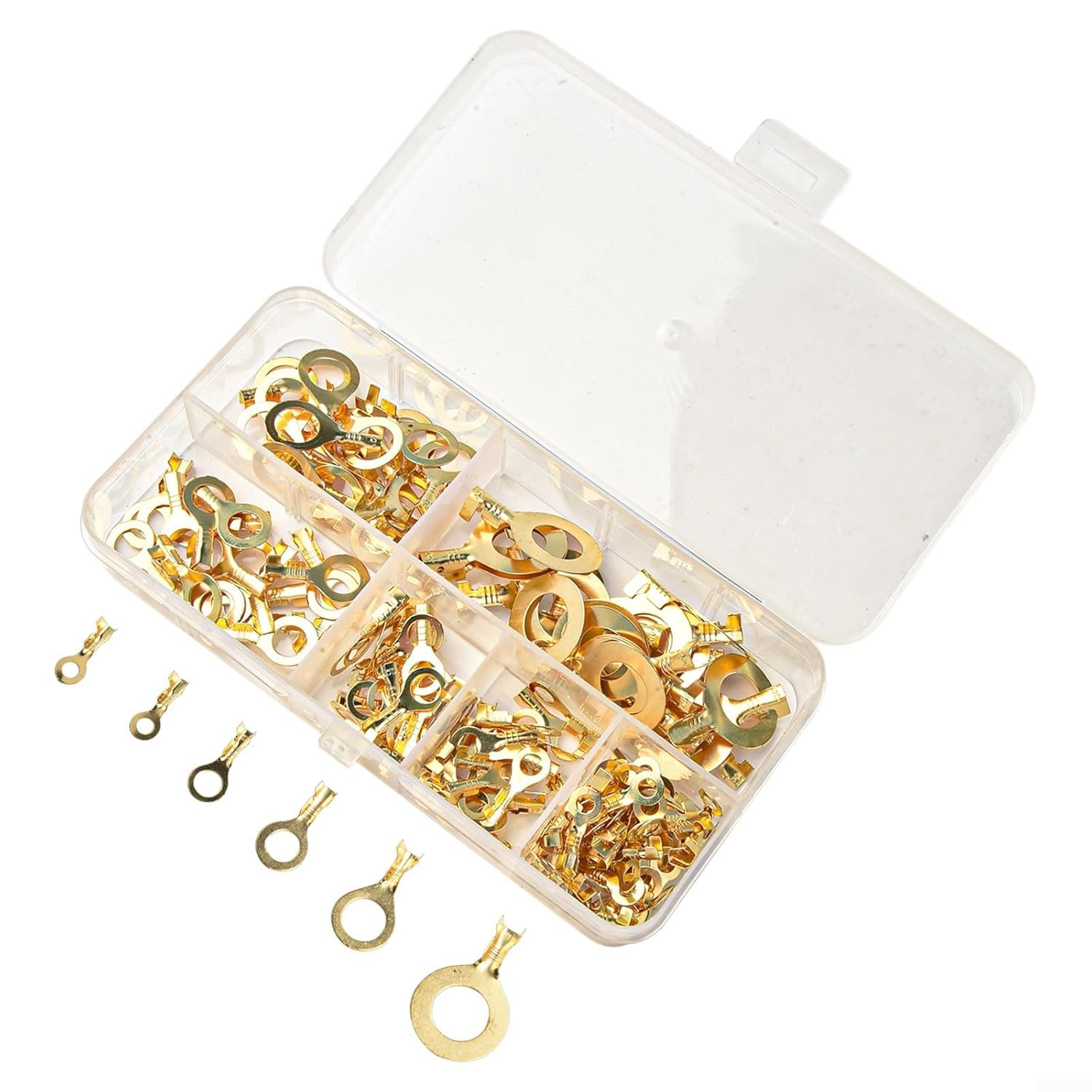 150PCS for for Ring Cable Lug Terminal Blocks for M310 Wire Connectors Non Insulated Crimp Terminals Brass for Ring Eye Wire Connectors for Electrical Wifor Ring image number 4
