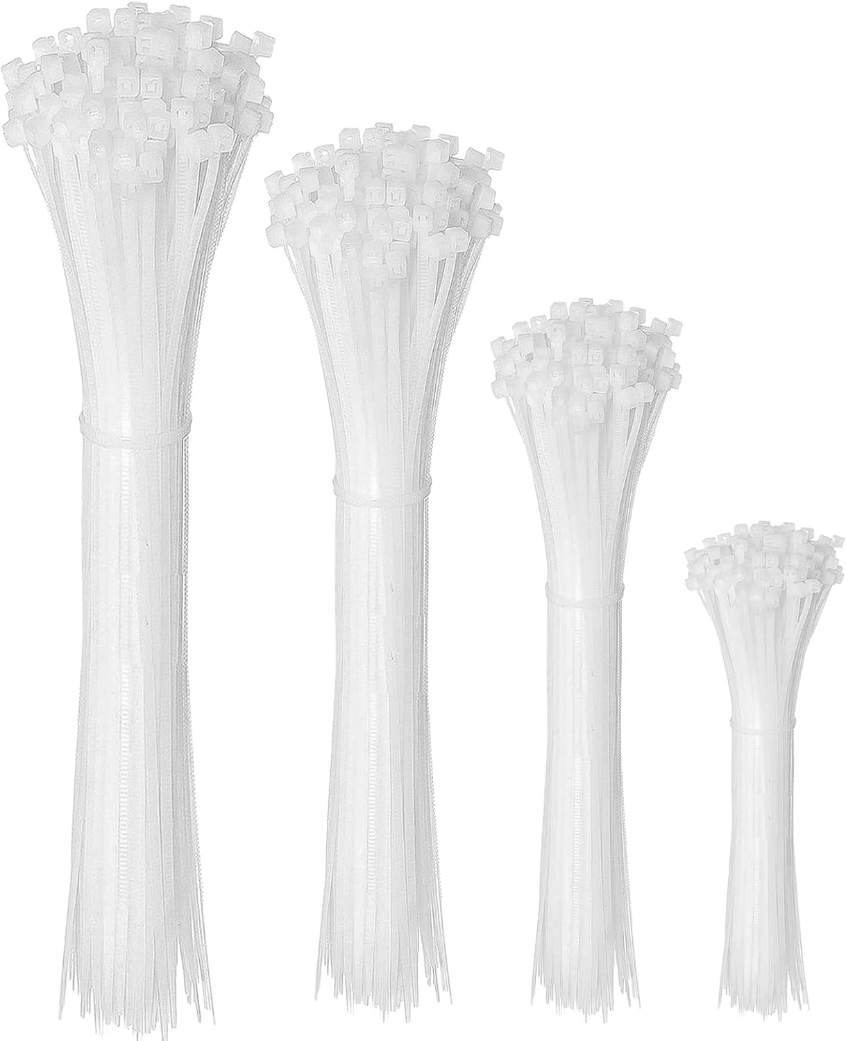 BUYLONG Cable Ties, 400 Pieces Black Various Sizes (6" + 8" + 10" + 12", Multi-Purpose Self-Locking Nylon Cable Wire Management, Plastic Wire Ties for Home, Office, Garden, Workshop