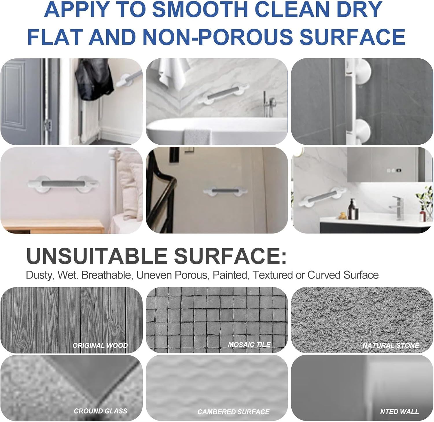 Bathroom Safety Grab Bar, Suction Cup Mount, No-Drill Installation, for Toilet, Shower, Bathtub image number 1