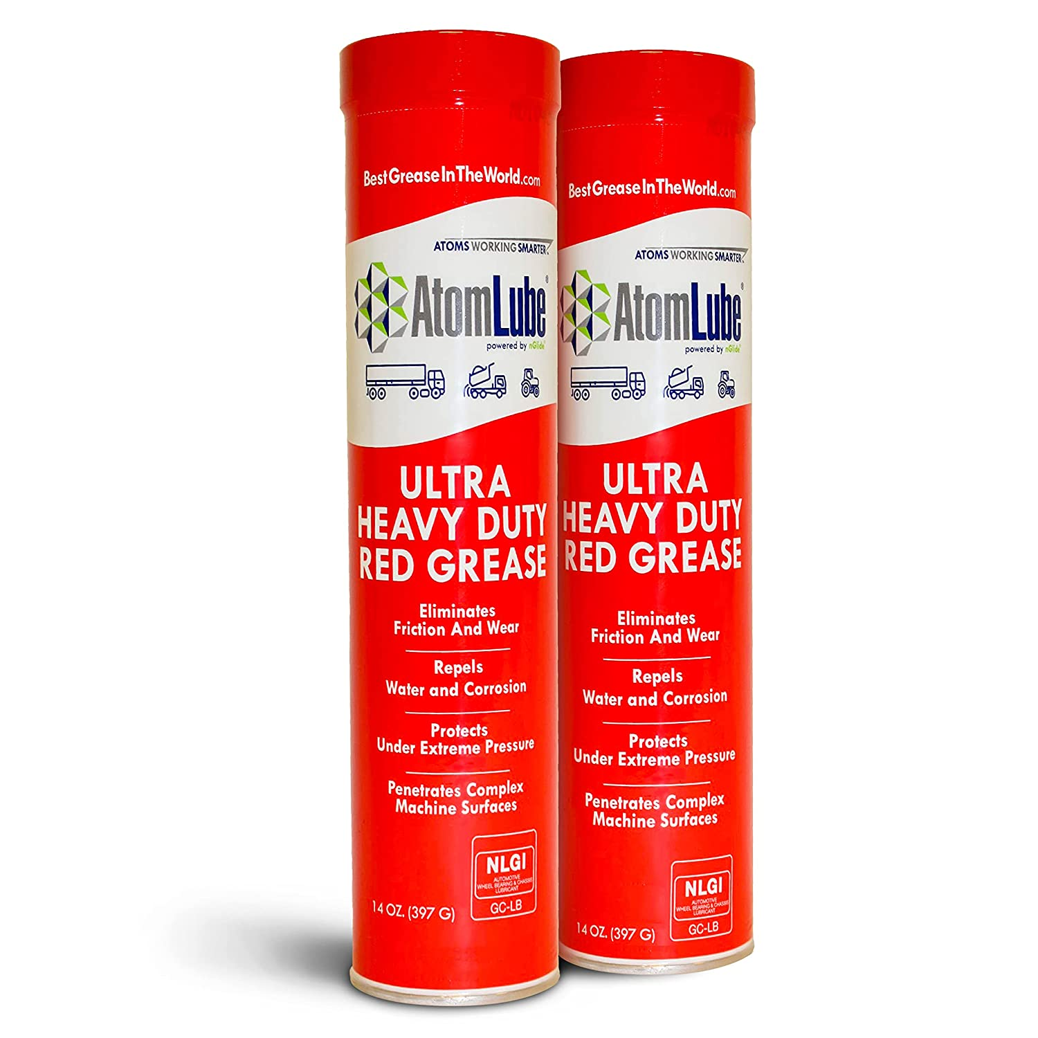Ultra Heavy Duty Red Grease | Waterproof Lubricant & High Temp Grease Tubes for Metal Surfaces | Wheel Bearing Grease for Semi Truck Accessories, 2-Pack of 14 Oz. Tubes image number 1