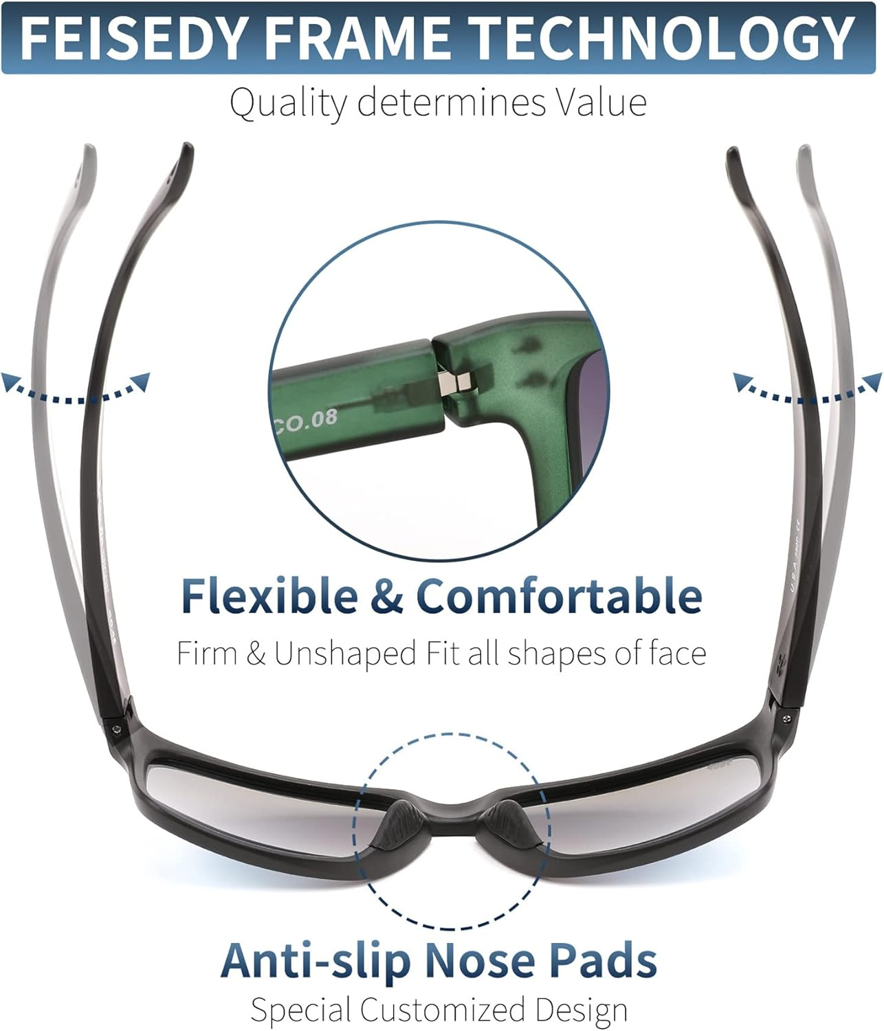 FEISEDY Classic Polarized Square Sunglasses Men Women Small Sun Glasses Cycling Driving Sports Glasses B2234 image number 5