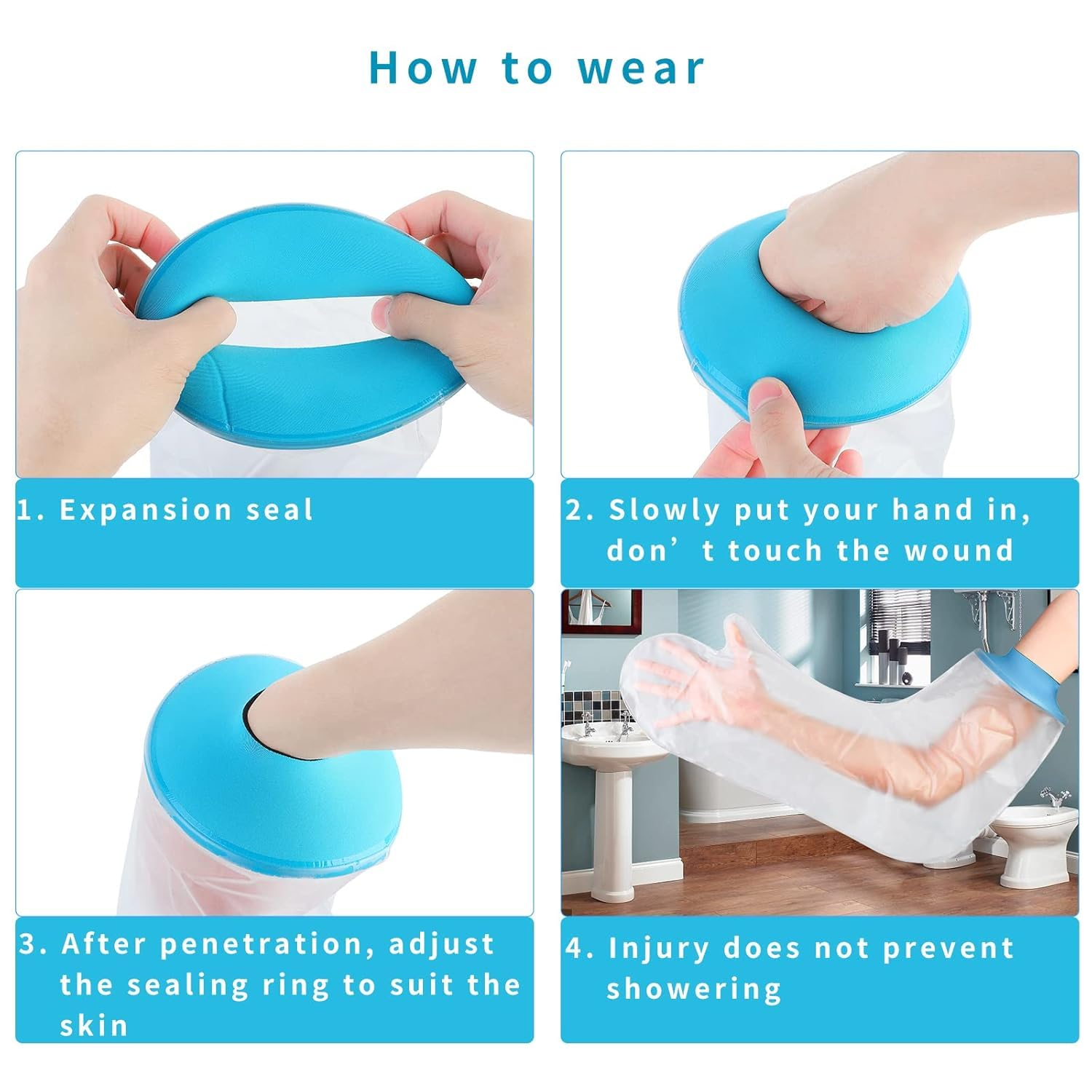 Waterproof Child Elbow Cast Cover for Shower,Upper Arm Protector for Swimming and Bathing,Reusable Half Cast Protector,Shower Sleeve for Arm Cast Bag to Keep Wound and Bandages Dry