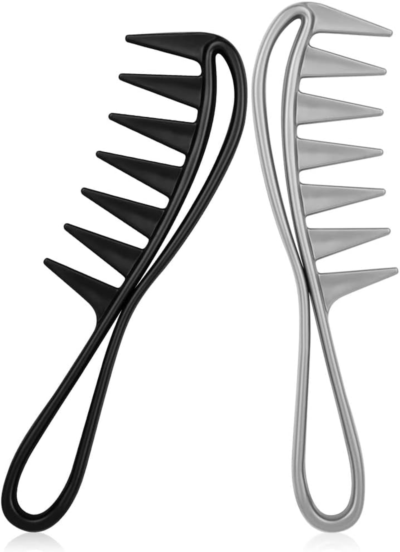 AOOWU 2 Pcs Wide Tooth Combs for Long Wet Curly Hair, Curly Hair Salon Barber Comb for Hairs Styling Detangling, Afro Hairscomb Salon Hairdressing Comb with Handgrip Heat Resistant Combs for Women image number 1