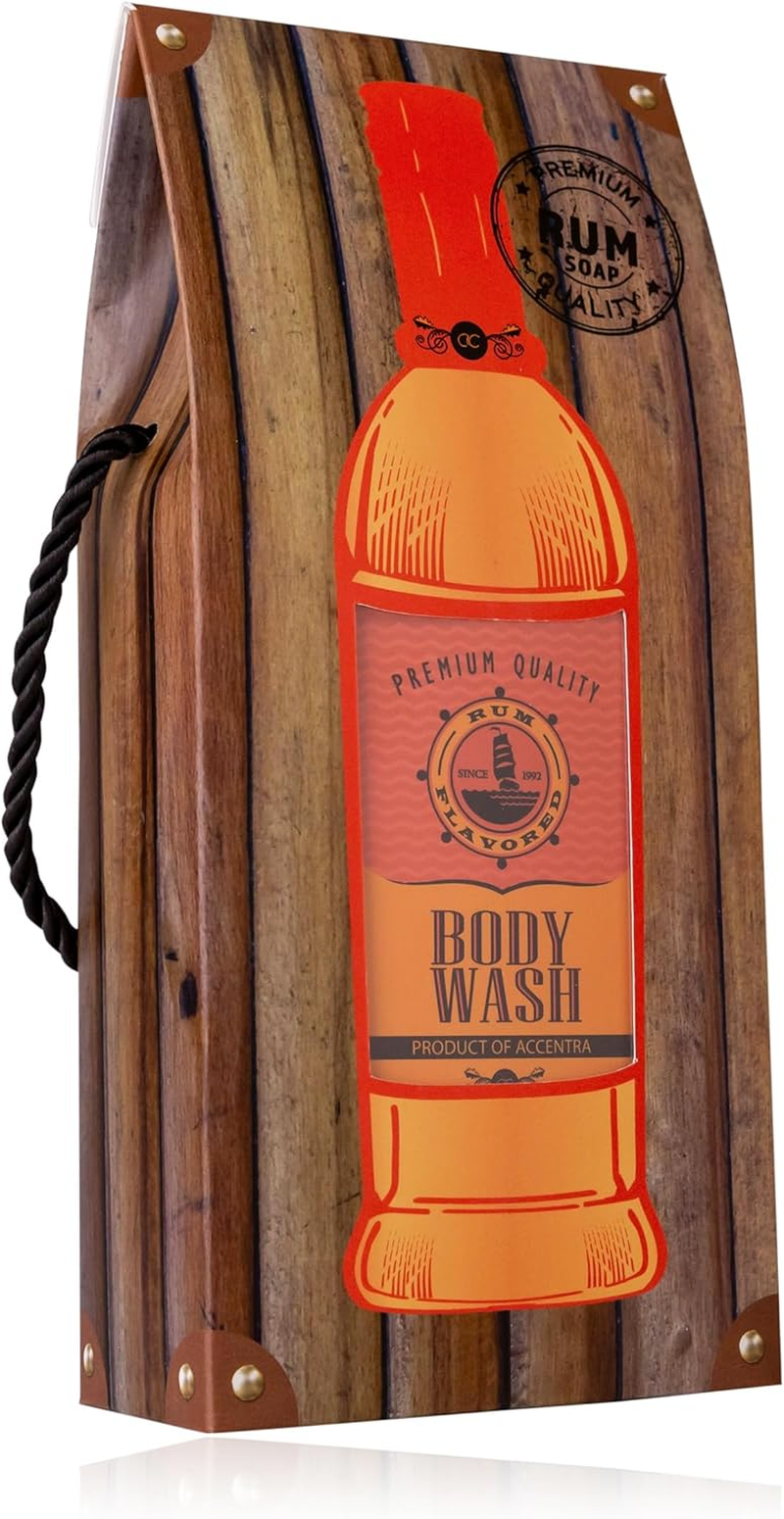 Accentra Rum Flavor Shower Gel for Men in Bottle with Gift Box/Gift Bag in Schnapps Look, 400 Ml Shower Gel, Fragrance: Rum - Refillable, Orange image number 2