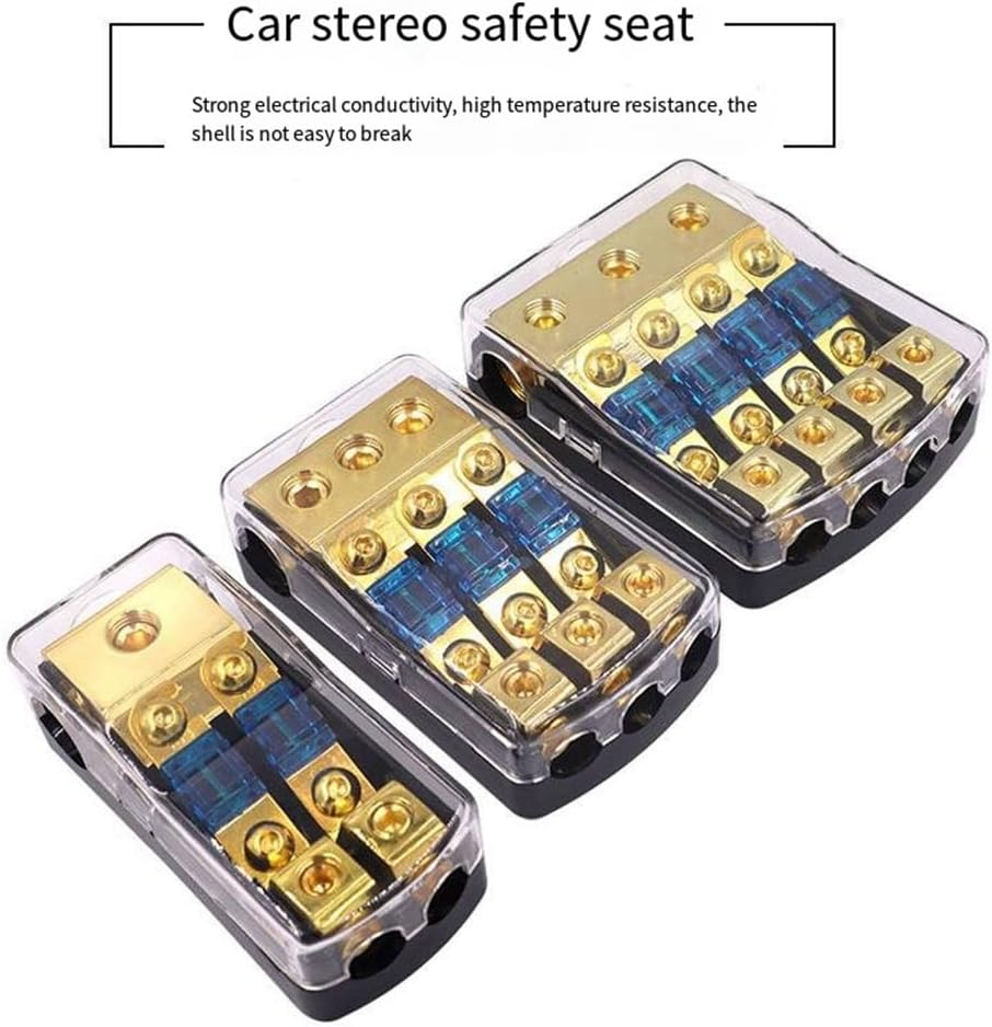 3 Way ANL Fuse Holder, Copper 0/2/4 Gauge to 4/6/8 Gauge 60 Amp Fuse Distribution Block for Car Audio Amplifier Spare Parts image number 5