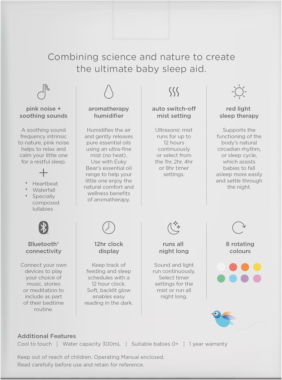 Euky Bear Sweet Dreams Sleep Aid, 8 Rotating Colours, Pink Noise + Soothing Sounds, Aromatherapy Humidifier, Red Light Sleep Therapy image number 1