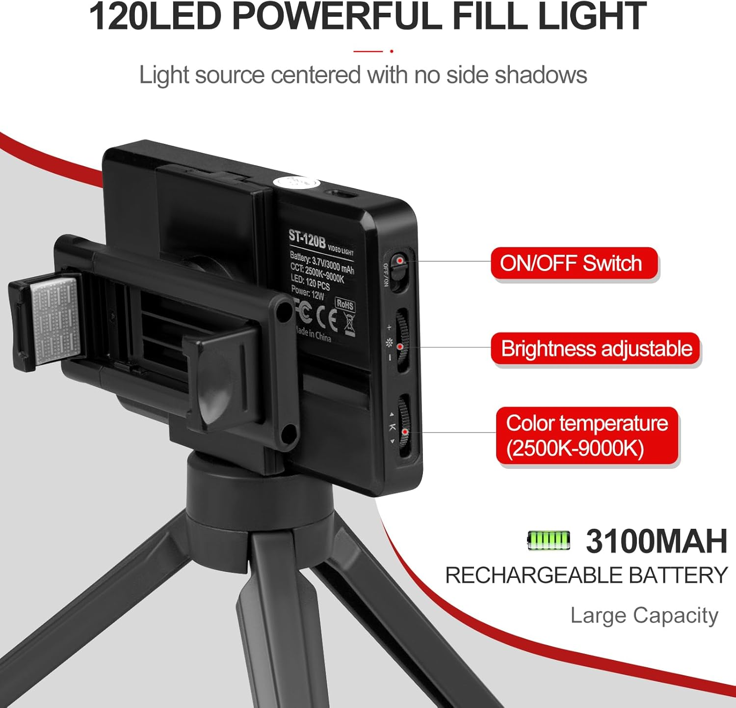 Tattoo Light Kit with 120LED and CPL Filter Polarized Len, Tattoo Equipment & Supplies, Compatible with Iphone, Selfie Light with Phone Clip&Tripod, Tattoo Lighting Lamp Food Photography Remove Glare