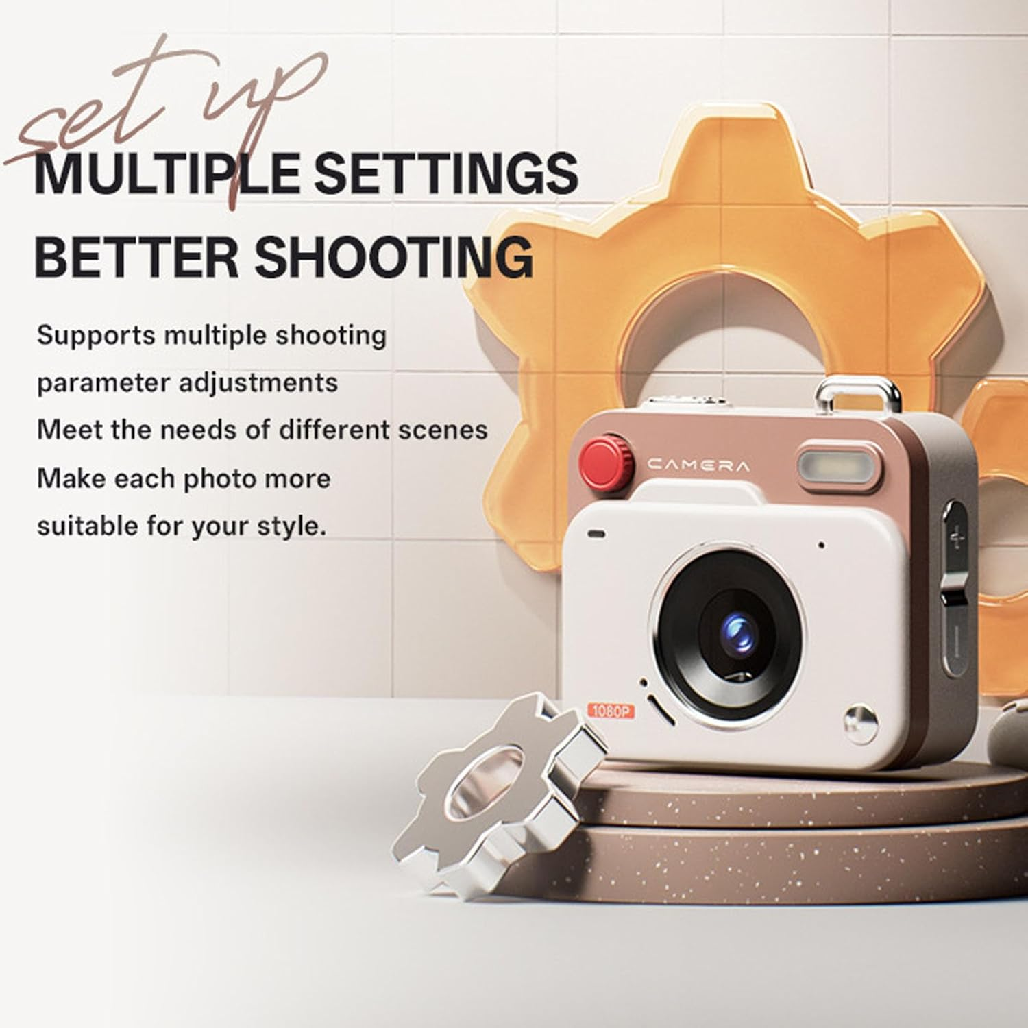 Plyisty Mini Digital Camera, 1080P 48MP Point and Shoot Small Camera with 1.77 Inch LCD Display, OTG, 6 Filters, Support up to 256GB, for Travel, Graduation, Birthday Surprises (Khaki Brown)