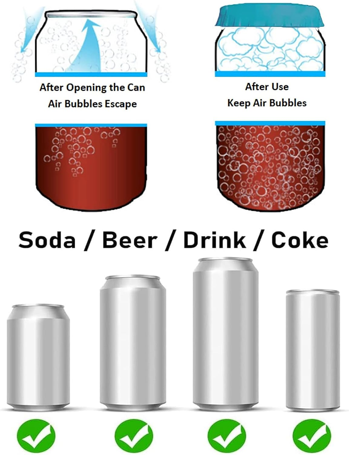 4 PCS Silicone Beverage Can Lids, Leak-Proof & Dust-Resistant Can Covers, Multi-Coloured Drinks Can Protection, Finegood Reusable Silicone Can Lids for Drinks Bottle Caps for Beer, Wine, Soda image number 1