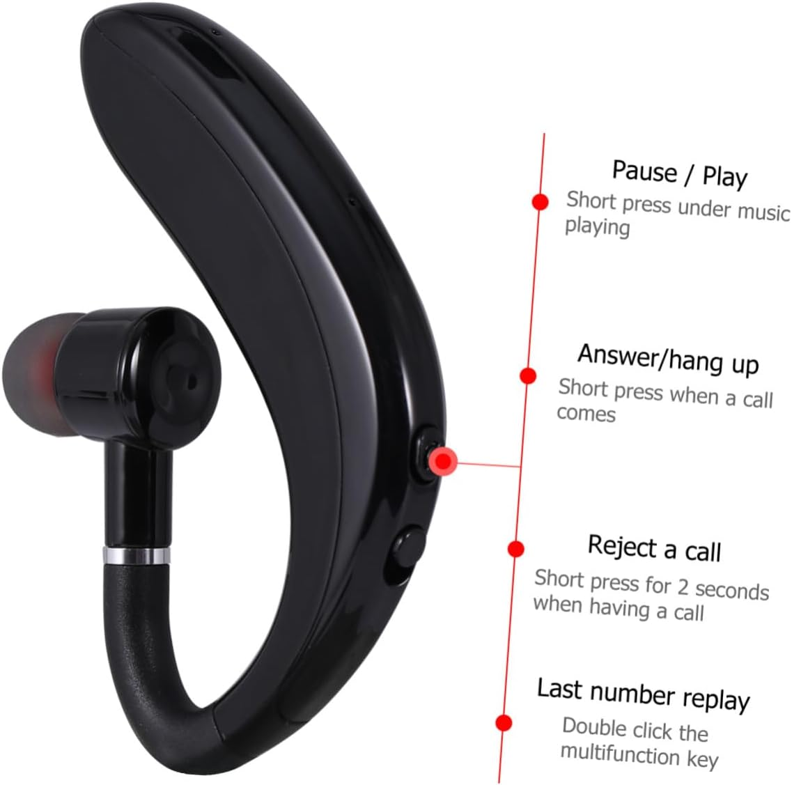 Operitacx Long Battery Life TWS Wireless Earphone Lightweight Driving Earpiece with Mic Workout Compatible Headset for Running and Exercise Black image number 1