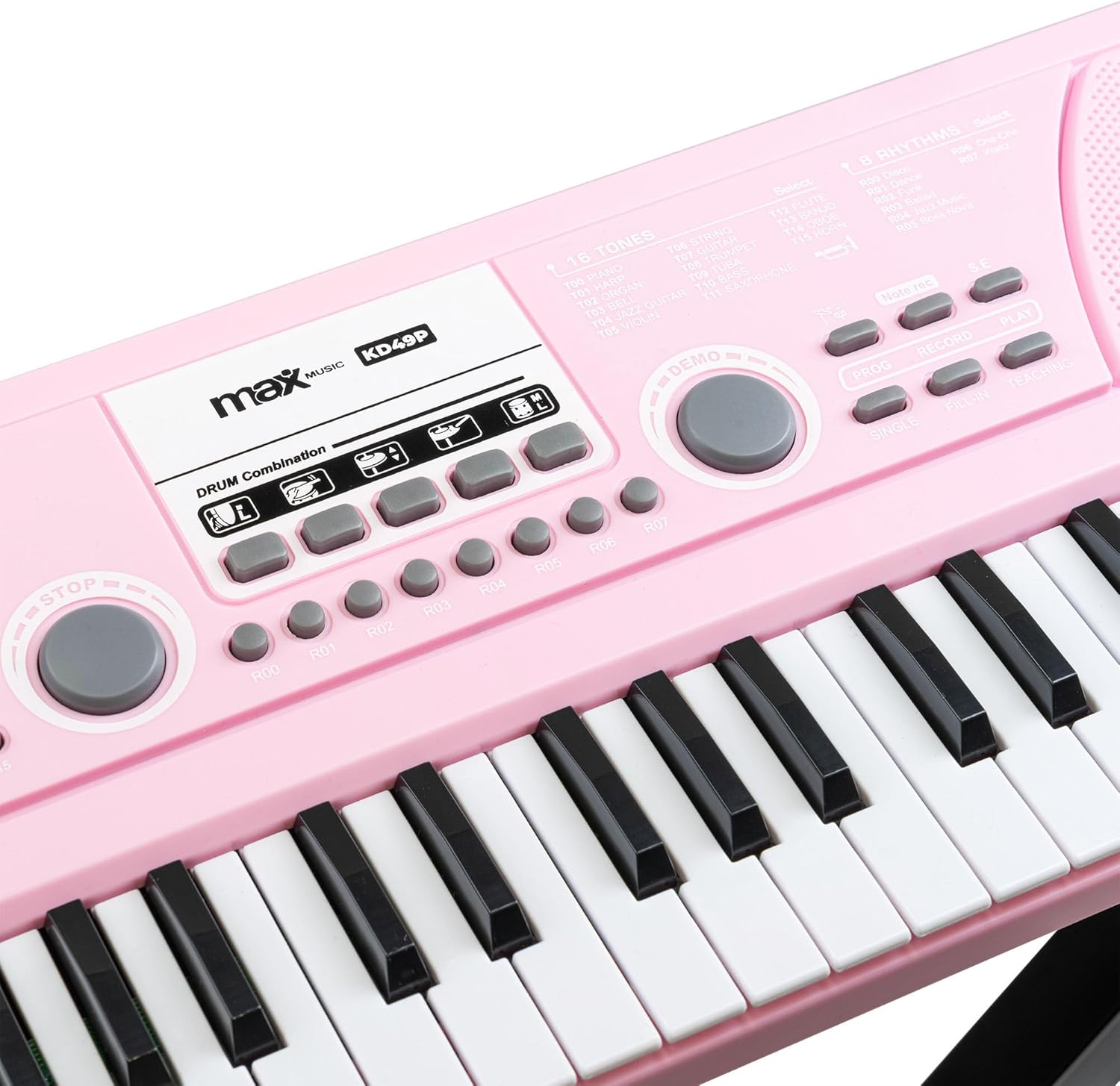 MAX KD49P Pink Electronic Keyboard 49-Keys with Built-In Rechargeable Battery Portable Music Keyboard (Pink) - Black image number 3
