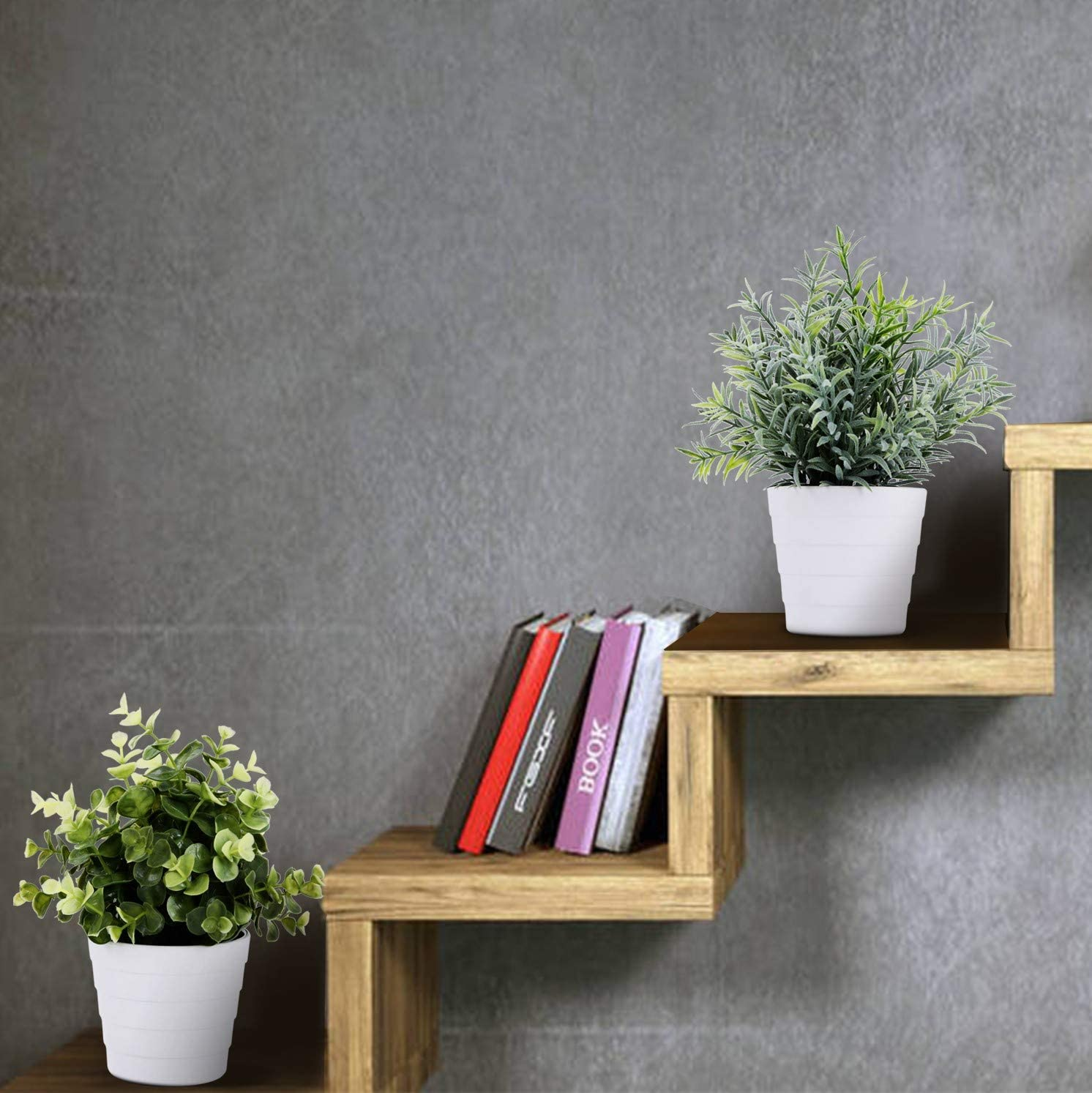 Meneco Artificial Plant for Decor - Small Faux Plant Potted Indoor Plant Artificial Potted Plant Decor for Home and Office (Rosemary Green) image number 3