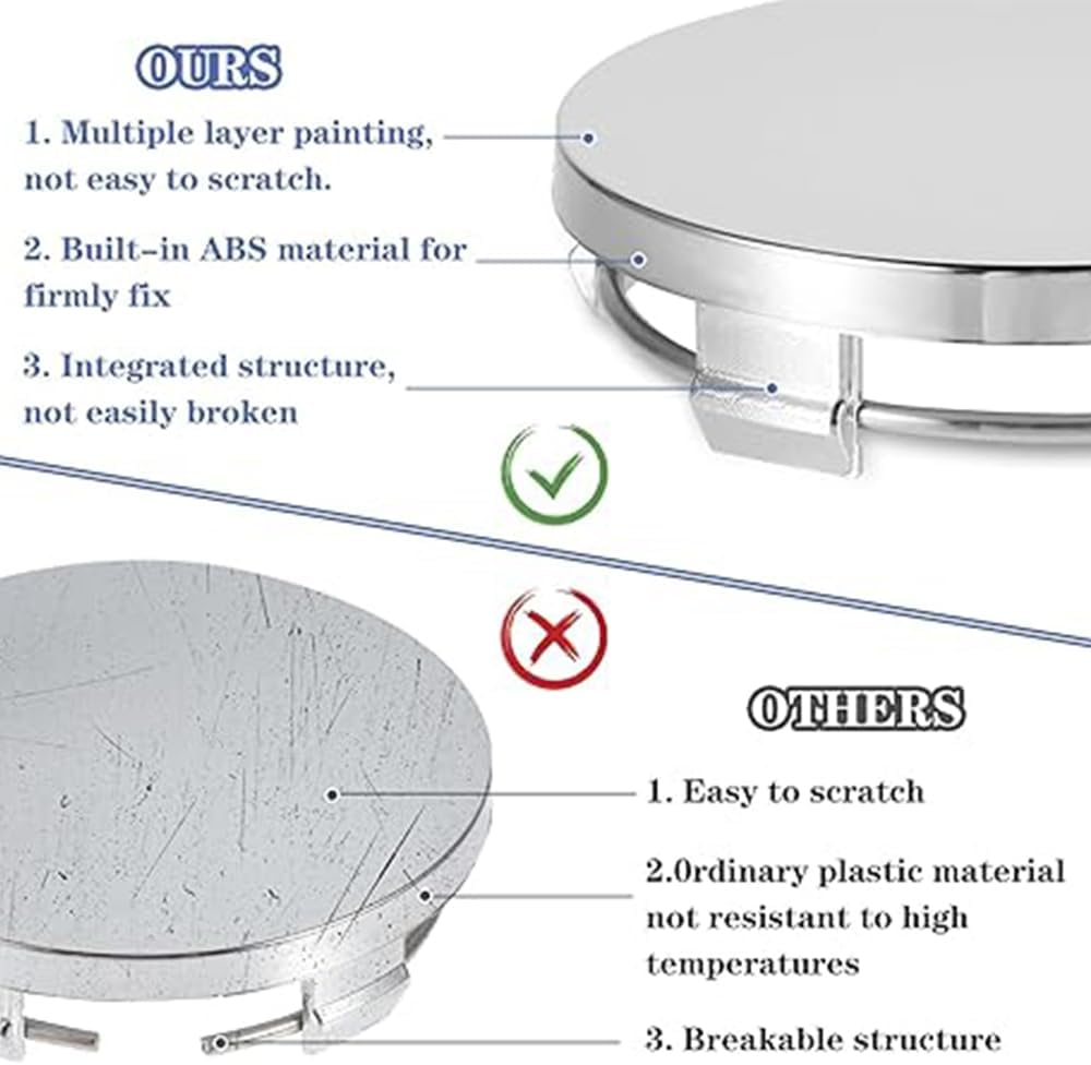 4 PCS Car Wheel Hub Center Cap, 60Mm OD 58Mm ID,ABS Rust-Proof Durable Snap-In Anti-Falling Fastening Installation Accessories, Wheel Hub Modification Decoration,Universal for Cars (Silver) - Silver image number 2