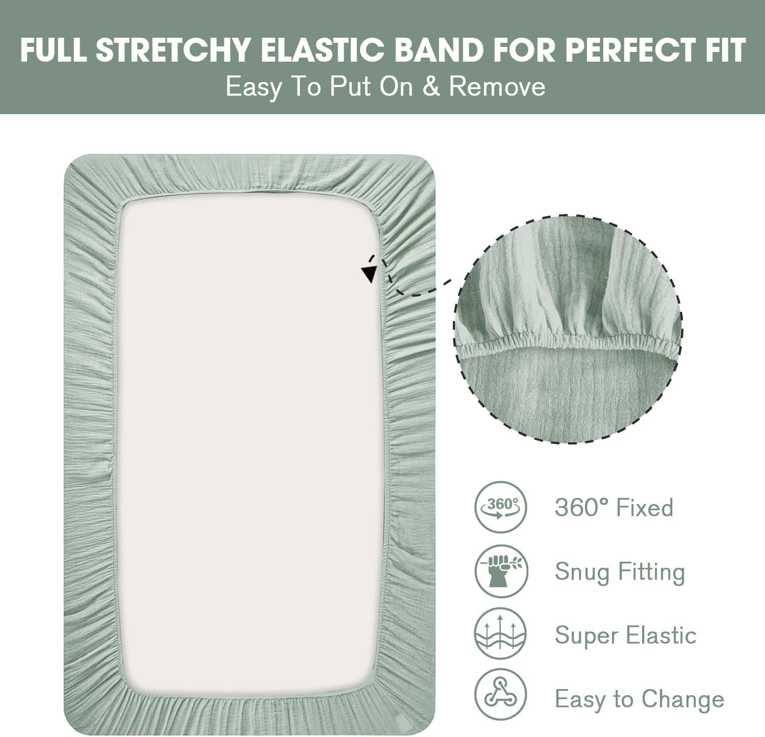 Little Grape Land Muslin Cot Sheet for Baby,100% Cotton Baby Cot Sheets Fitted Standard Crib Mattress 130X70Cm, Soft Breathable Neutral Toddler Bed Sheet Fitted for Boys Girls(Safari image number 1