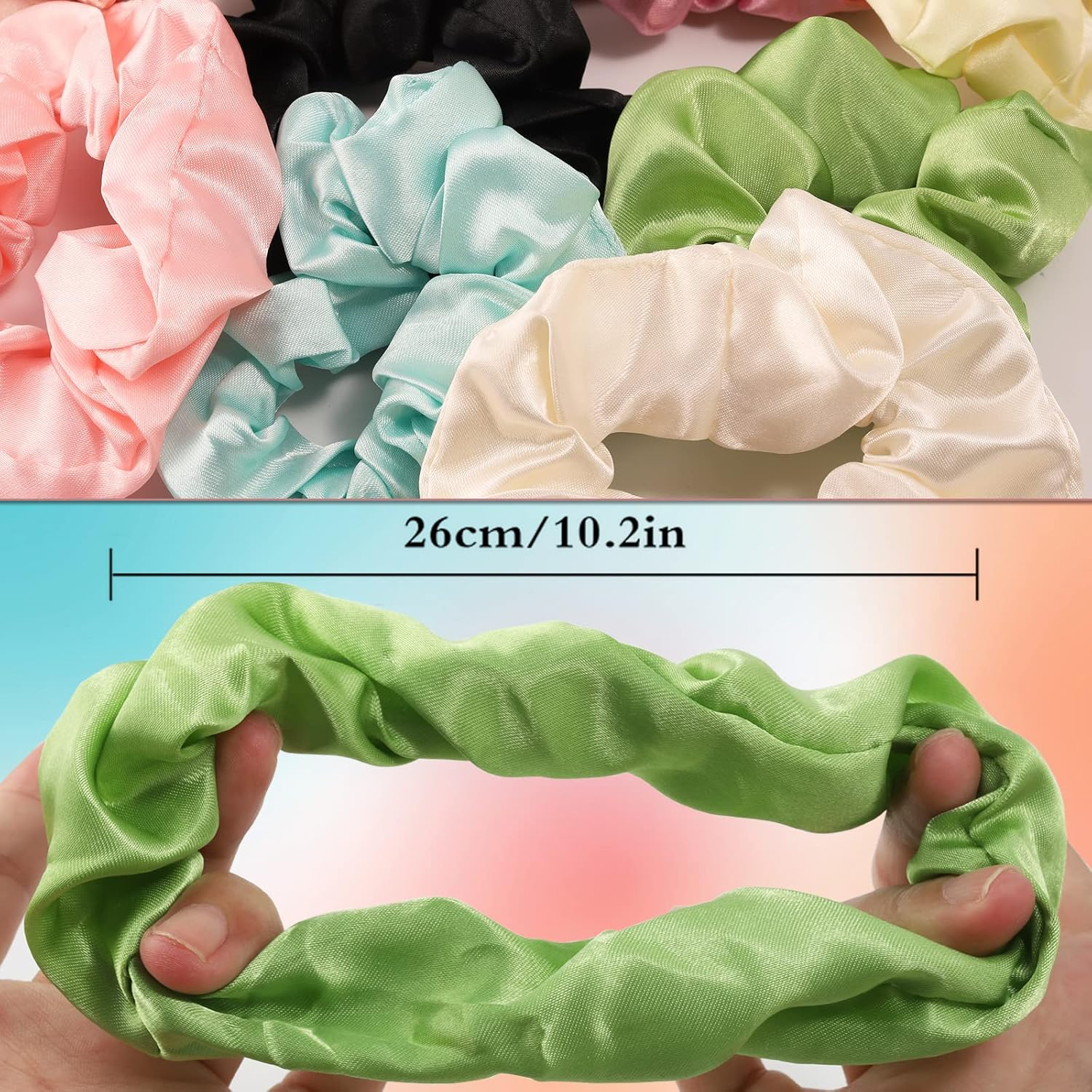 Silk Satin Hair Bobbles - Tonbao 12 Pieces Satin Hair Scrunchie Set, Silky Curly Hair Accessory for Women, Soft Silk, Elastic Hair Band Set Hair Bobbles Ponytail Holder (12 Colours) image number 3