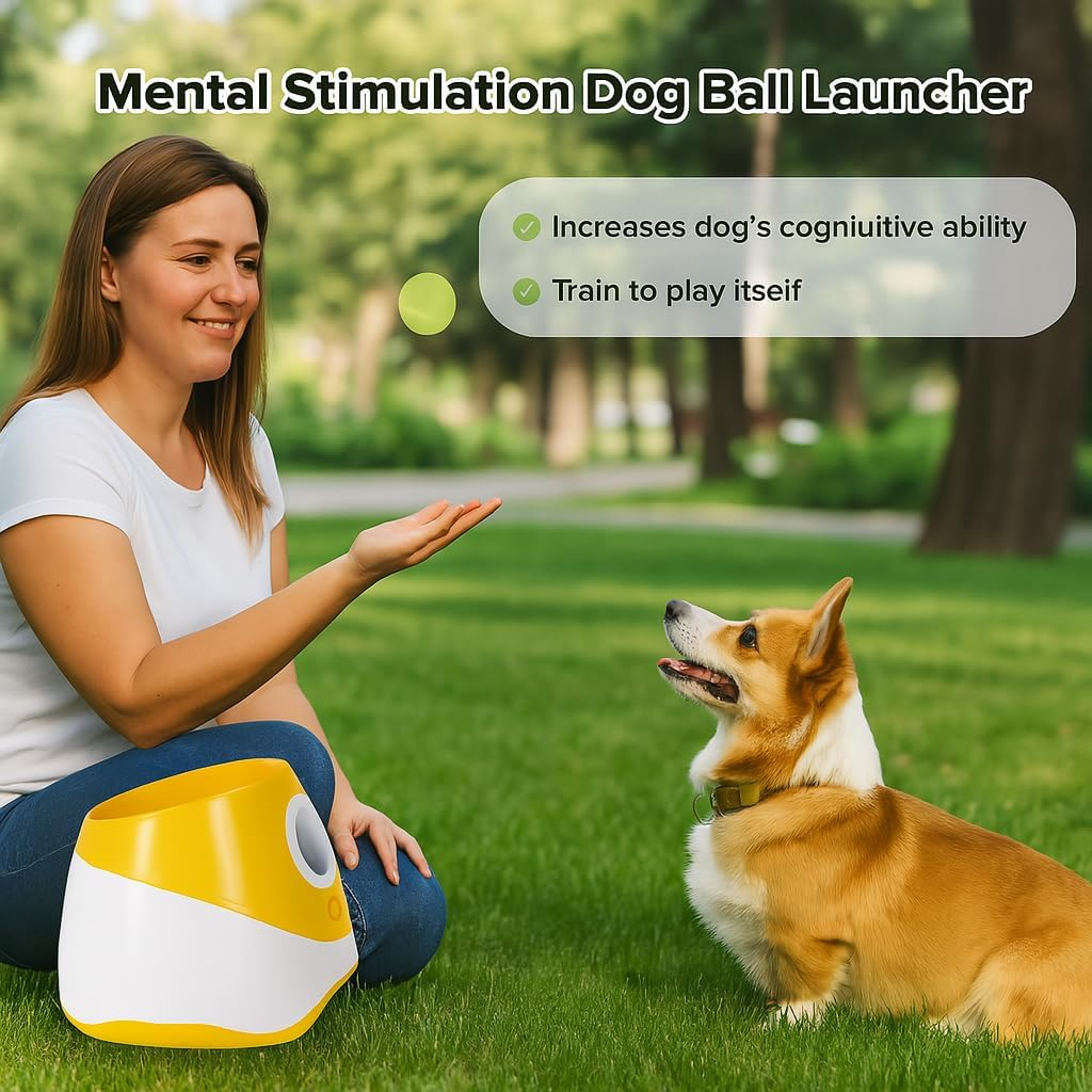 COZYVISTA - Automatic Dog Ball Launcher for Small Dogs &ndash; Interactive Pet Ball Thrower with 6 Balls, USB Rechargeable, 3 Distance Settings &ndash; Indoor & Outdoor Dog Toy &ndash; Compact & Durable ABS Design image number 1