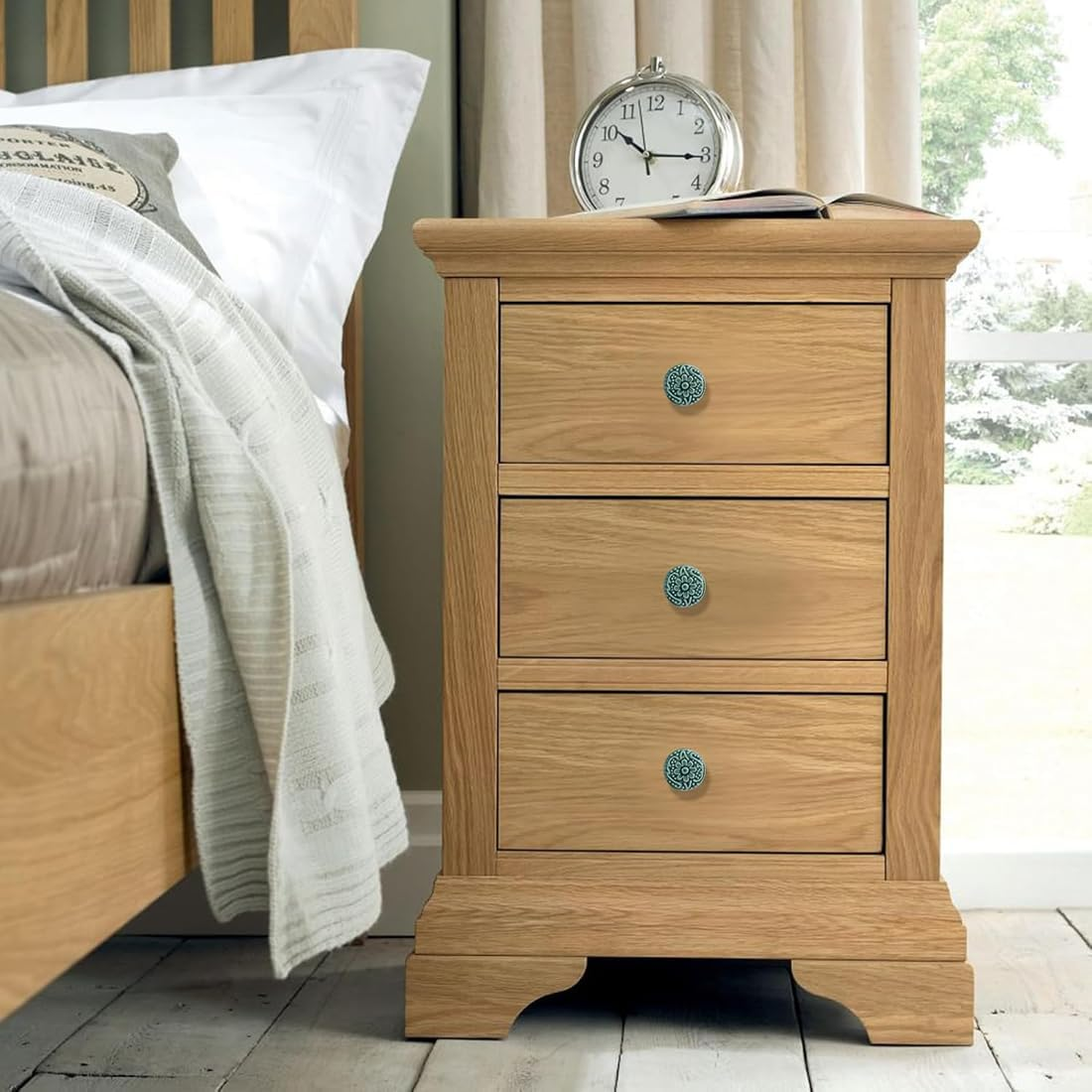 10Pcs Ceramic Knobs Decorative Knobs, Drawer Cabinet Drawer Knobs Pull Handle Door Knobs, Furniture Pull Tool with Mounting Screw, Vintage Floral Cabinet Knobs Kitchen Home Decor (Green) image number 5