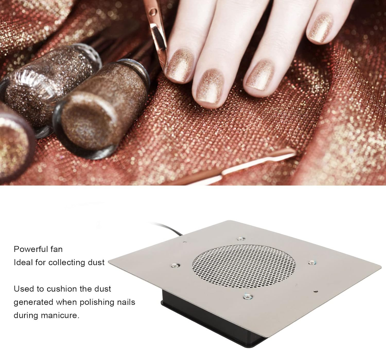 Dust Extraction for Nails, Absorbent Table Suction Nail Vacuum Cleaner for Nail Studio, Quiet Nails Vacuum Cleaner for Installation, for Manicure Nail Design image number 1