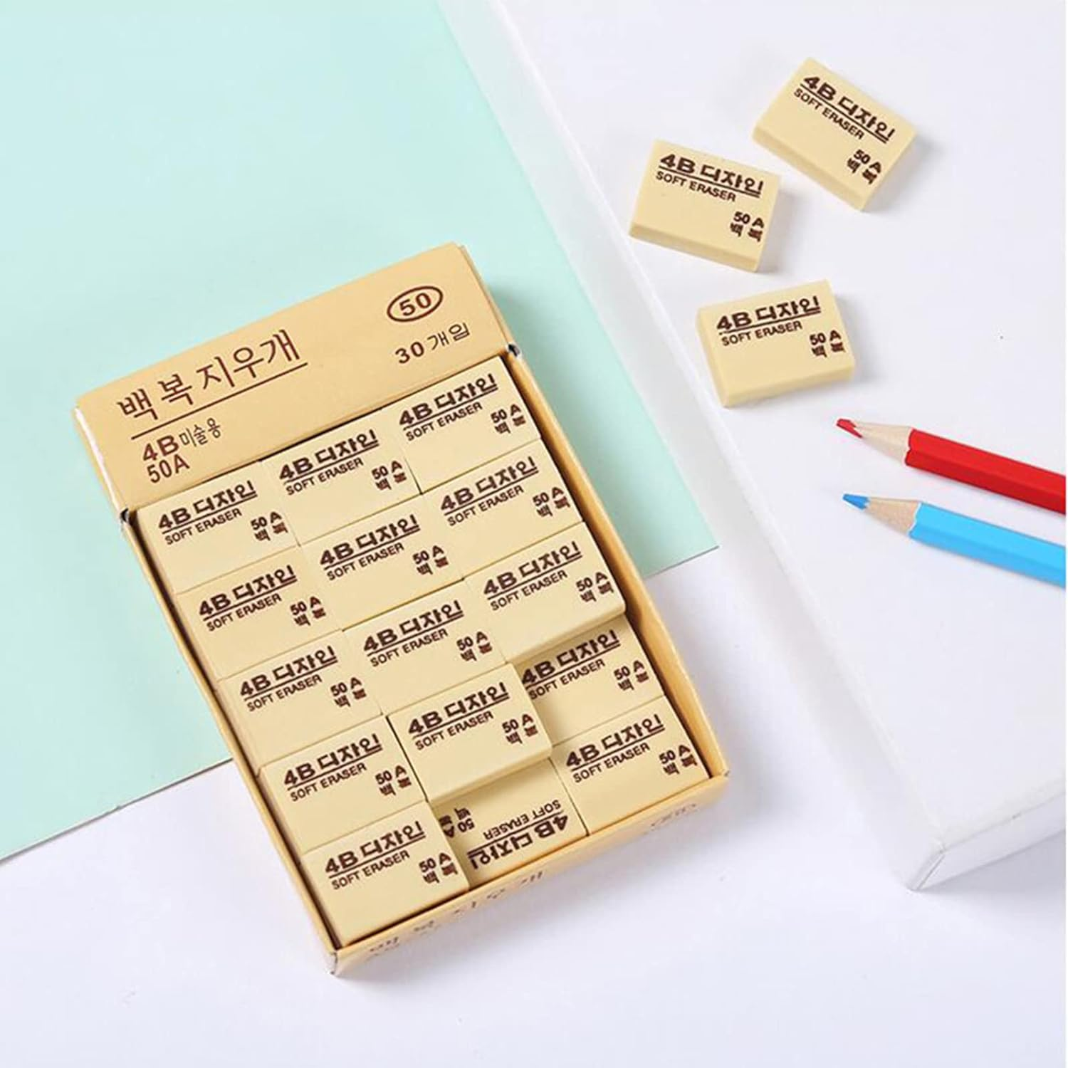 Dreamm 4B Erasers 30 Pack Pencil Erasers Yellow Erasers for Kids Bulk for Students School Supplies Office Prize Gifts Classroom Set（Trumpet） image number 4