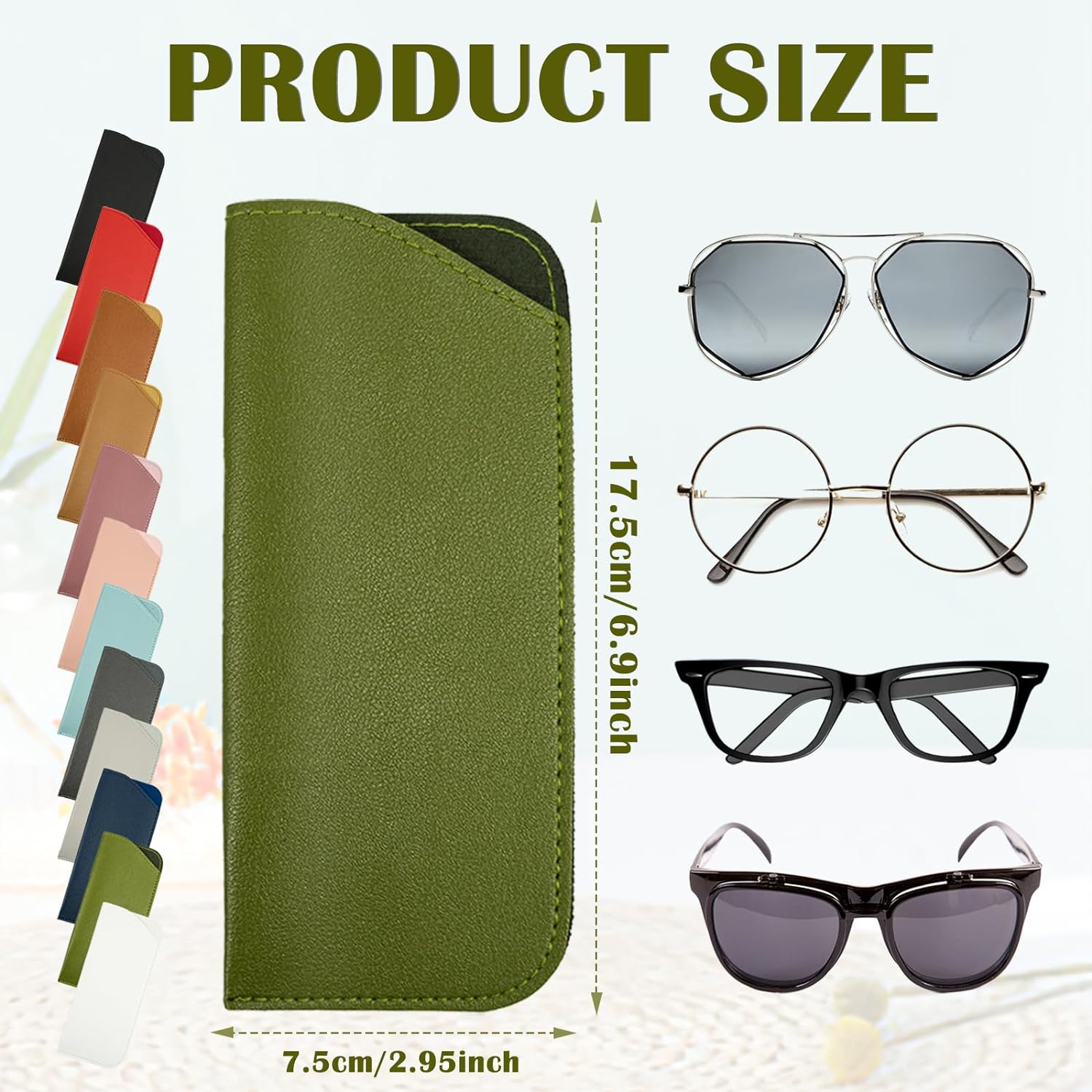 12 Pcs Soft Glasses Case Artificial Leather Multicolor Glasses Pouch Slim Eyeglass Case Eye Sunglass Case Soft for Women Men image number 1