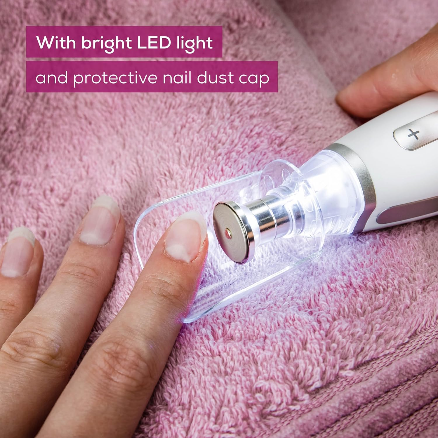 Beurer MP62 Professional Nail Drill Kit, Portable Electric File Machine with 10 Attachments & 10 Sanding Bands, Efile Dremel for Acrylic Gel Manicure and Pedicure, LED Light, with Storage Case, MP62 image number 1