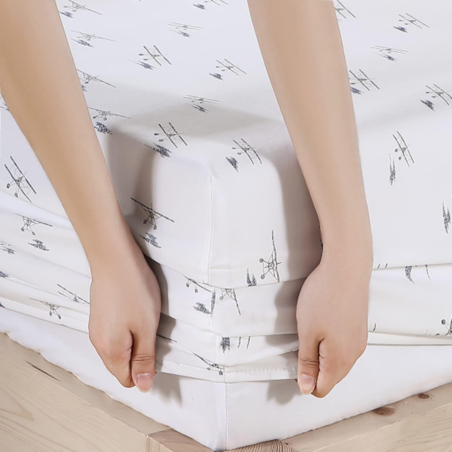 Eddie Bauer - Queen Sheets, Cotton Percale Bedding Set, Crisp & Cool Home Decor (Sea Planes Blue, Queen) image number 7