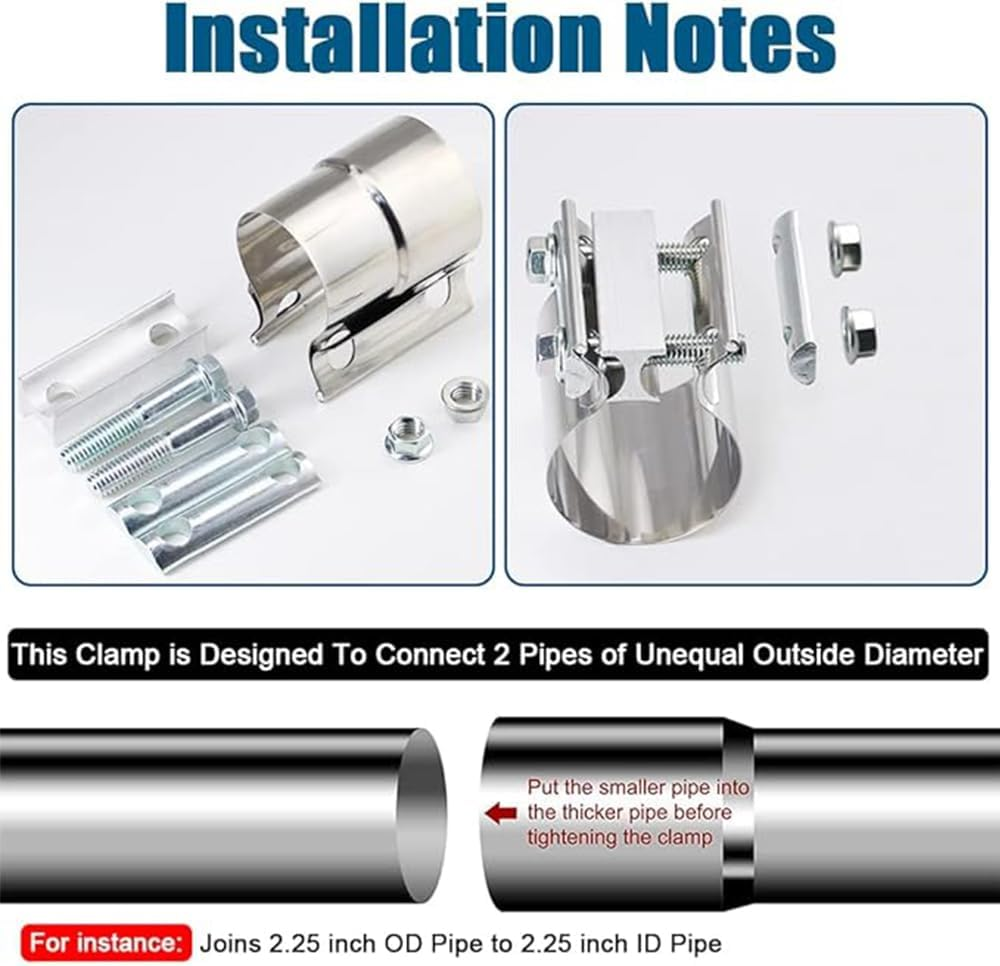 2 Inch Exhaust Clamp, Lap Joint Band Clamp Stainless Steel for Clamping 2" OD to 2" ID Pipes image number 2