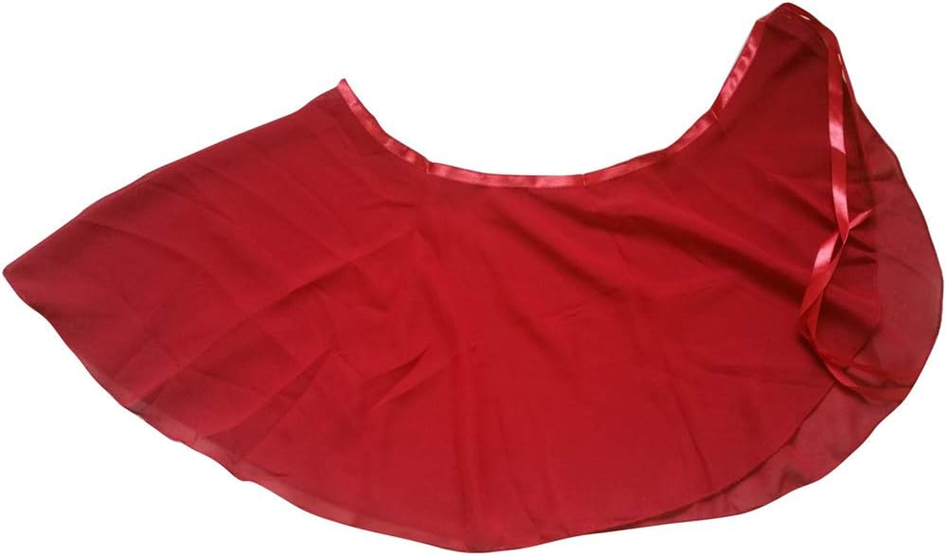 WOOSUN Adult Ladies Ballet Wrap over Scarf Dance Leotard Skate Tutu Skirt Chiffon 38Cm - Dark Red image number 2