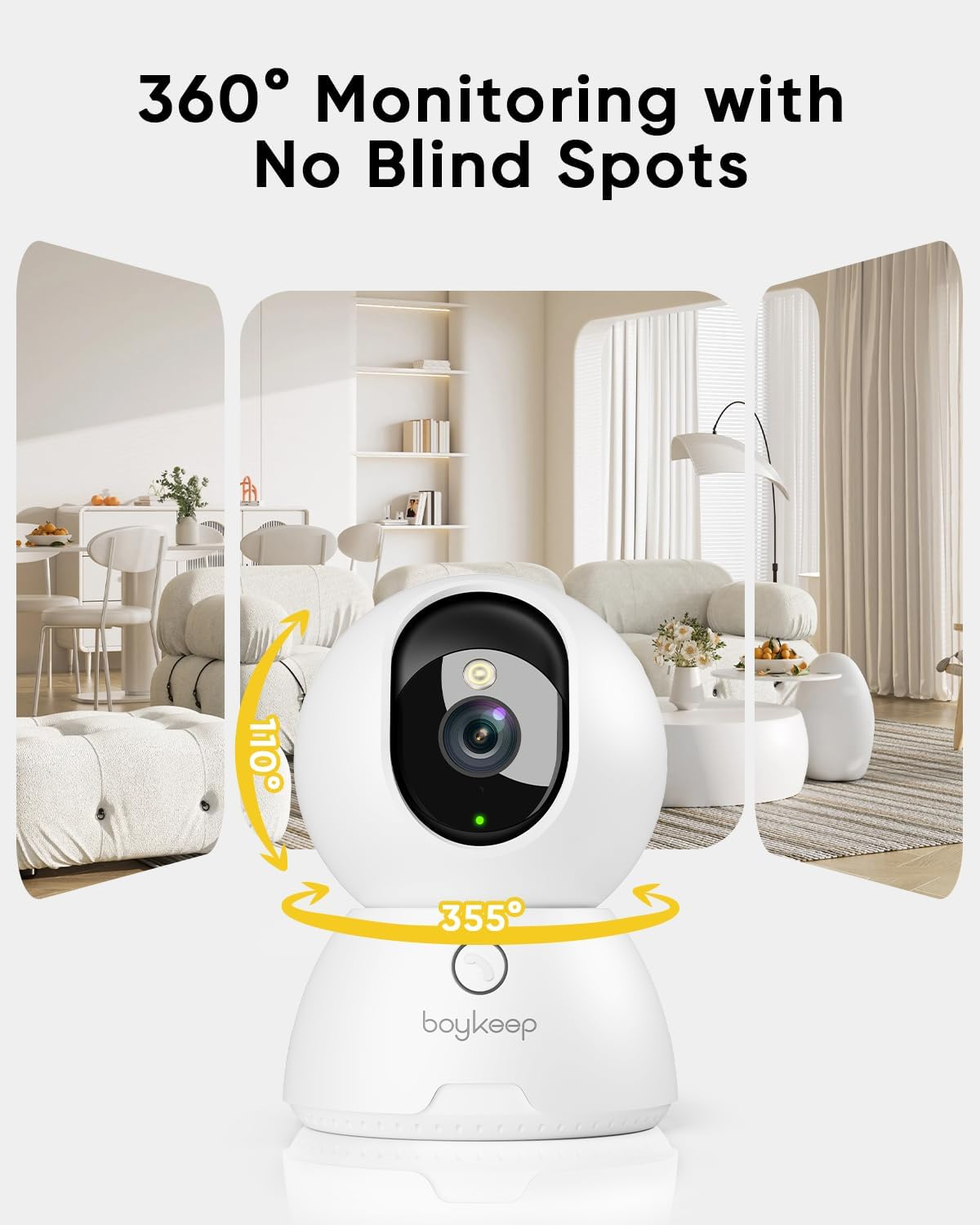 Boykeep Pet Camera 2K, Indoor Camera for Home Security, One-Touch Call, Motion Detection & Tracking, Colour Night Vision, 5G/2.4Ghz Wi-Fi, Cloud/Sd Storage, 2 Pack image number 6