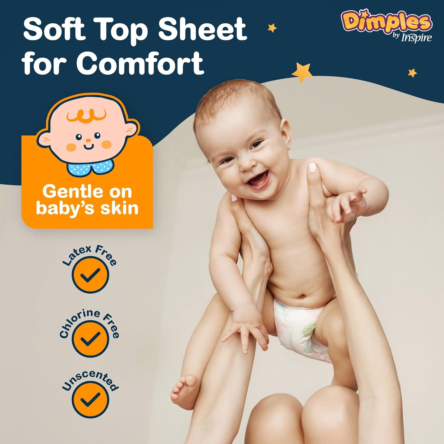 Dimples Booster Pads, Baby Diaper Doubler with Adhesive - 1 Size Fits All Diapers - Boosts Diaper Absorbency - No More Leaks 90 Count (With Adhesive for Secure Fit) image number 6