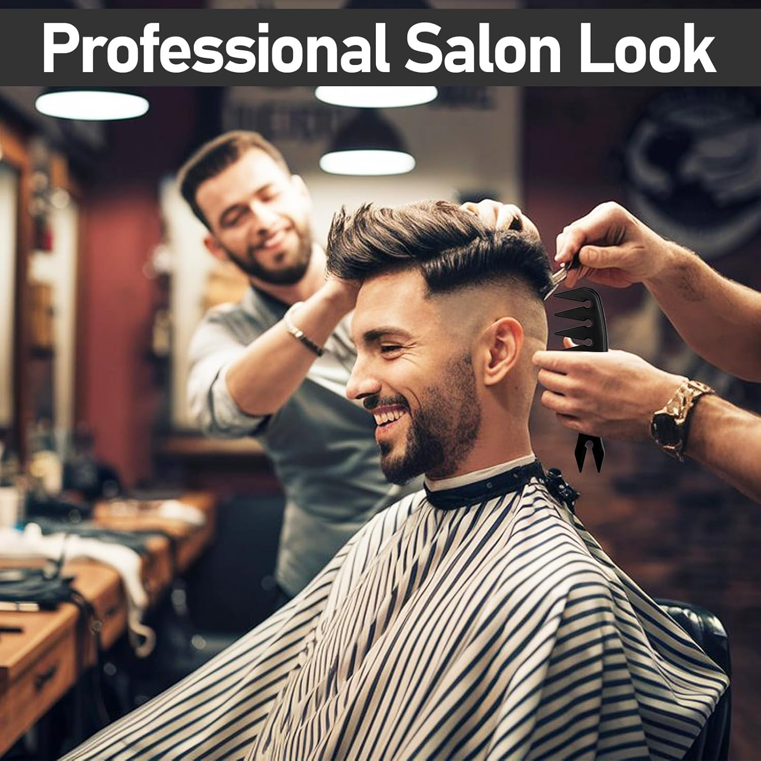 Gjinxi 4Pcs Hair Comb Styling Set for Men, Wide Tooth Double Side Tail Combs, Professional Hair Brush Retro Hairdressing Hairstylist Tools, African American Hair Care Style Barber Accessories image number 1