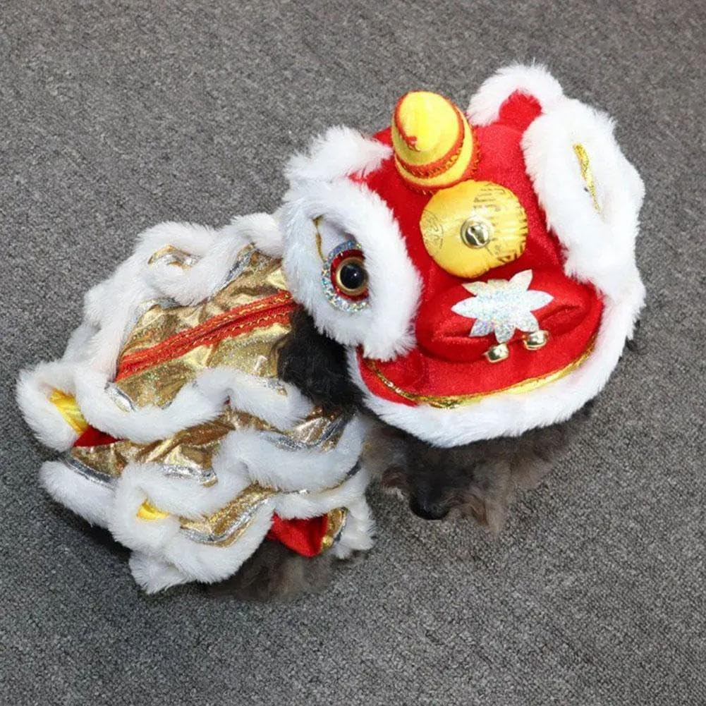 Lion Dance Dog Costume, Chinese Dragon and Lion Costume for Dogs - White||M image number 4
