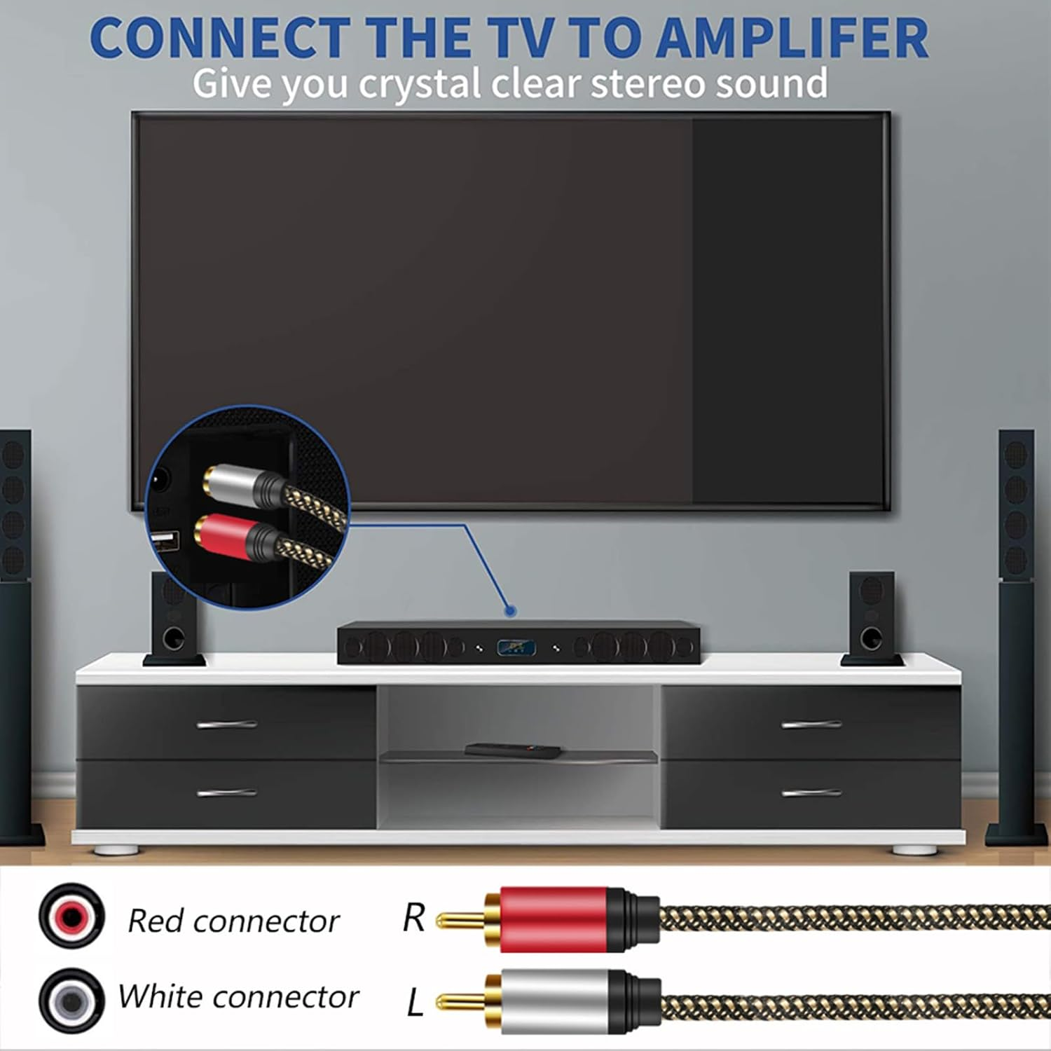 2 RCA Extension Cable 3M, 2RCA Male to 2RCA Female Stereo Audio Subwoofer Cable Nylon-Braided Cord Gold Plated Plug for Home Theater, HDTV, Car Audio, Speakers, Hi-Fi Systems image number 5