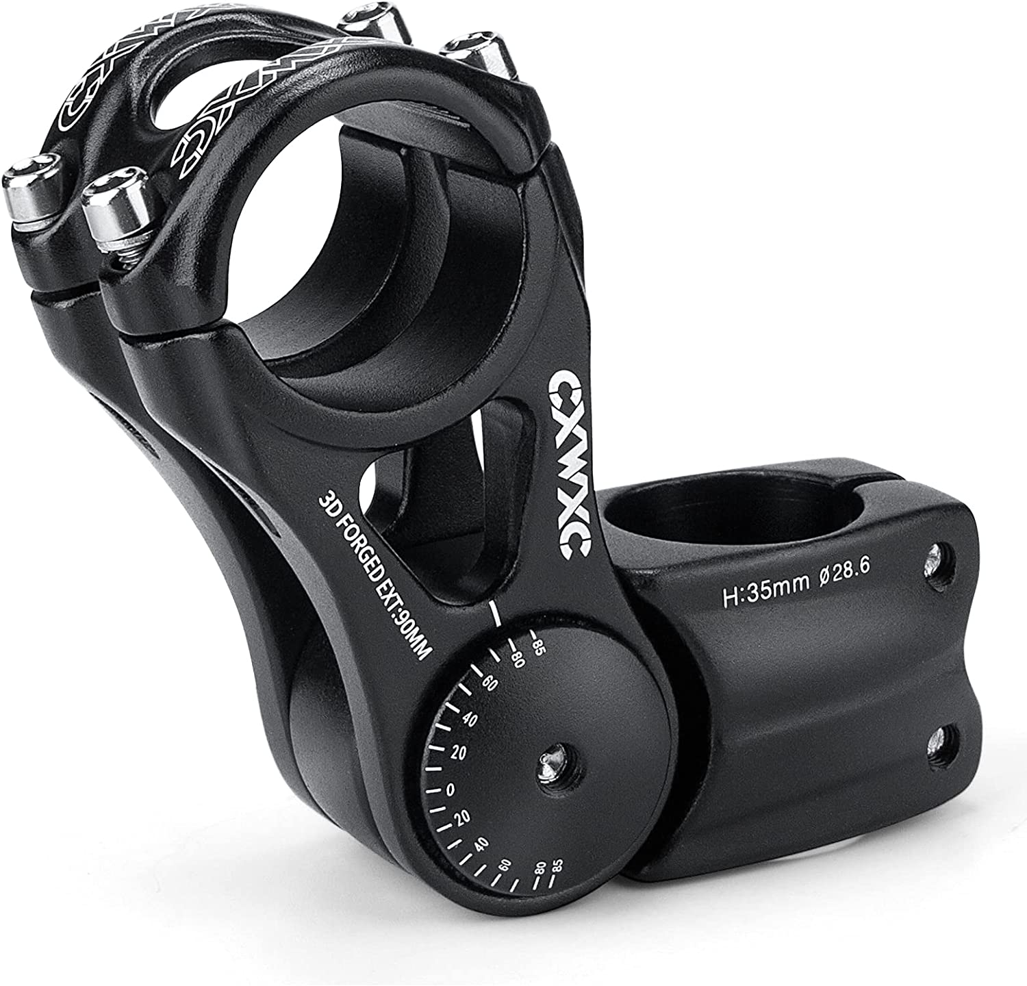 CXWXC Adjustable MTB Stem 31.8Mm 85 Degree - 90/110/145Mm Bike Stem Riser for Handlebar - Aluminum Alloy Mountain Bike Handlebar Riser Extender for MTB Road City Bike Bicycle (31.8 X 90Mm) image number 1