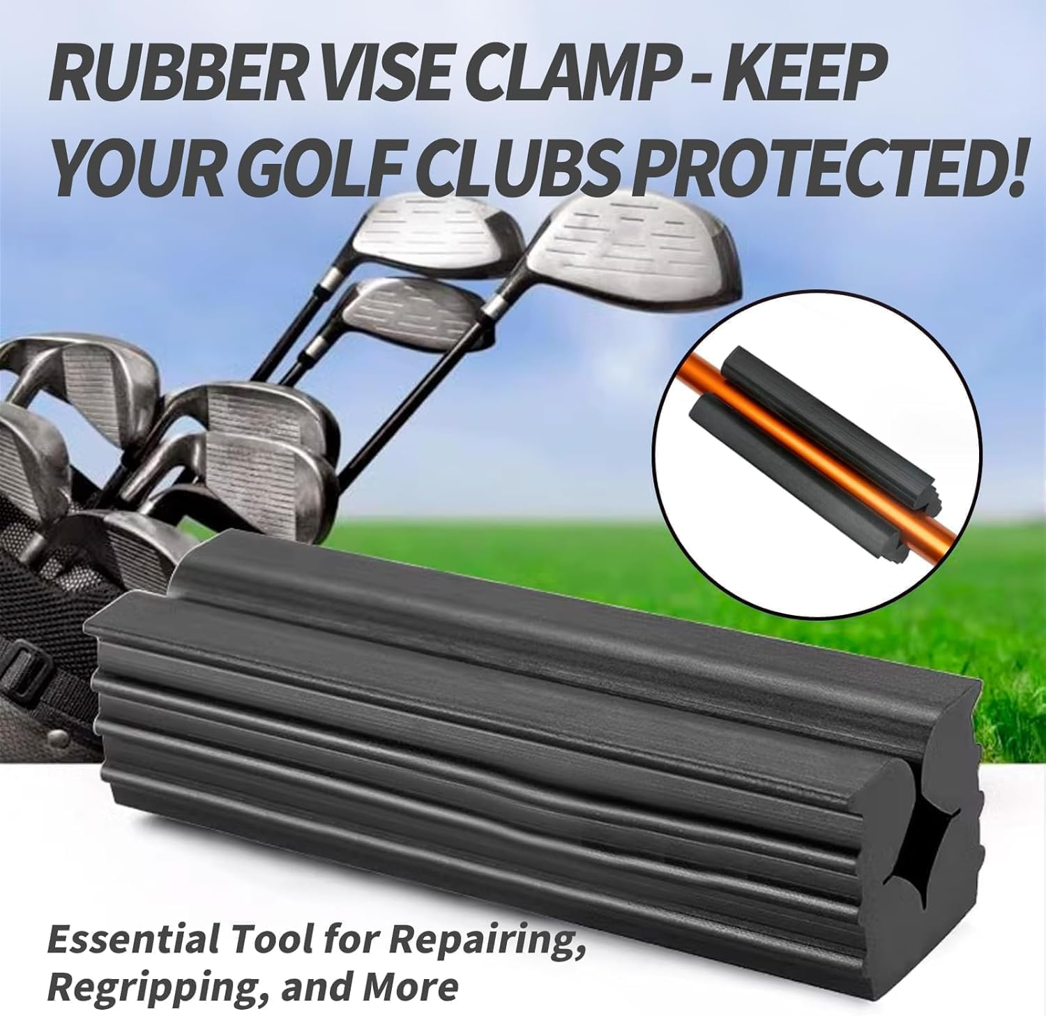 Rubber Golf Club Grip Vice Clamps Grips Replacement Tool,Golf Club Grip Replacement Clamps Putters Vice Shaft Accessory Tool Solid Rubber Vise Clamp for Golf Club Shafts (2) image number 1