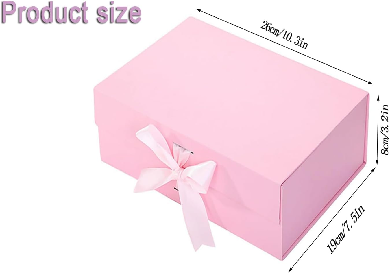 4 Pack Pink Magnetic Gift Boxes with Lids (10.3X7.5X3.2In),Wady Foldable Reusable Bridesmaid Gift Box with Ribbon, Makeup Storage Box, Easy to Assemble & Durable image number 1